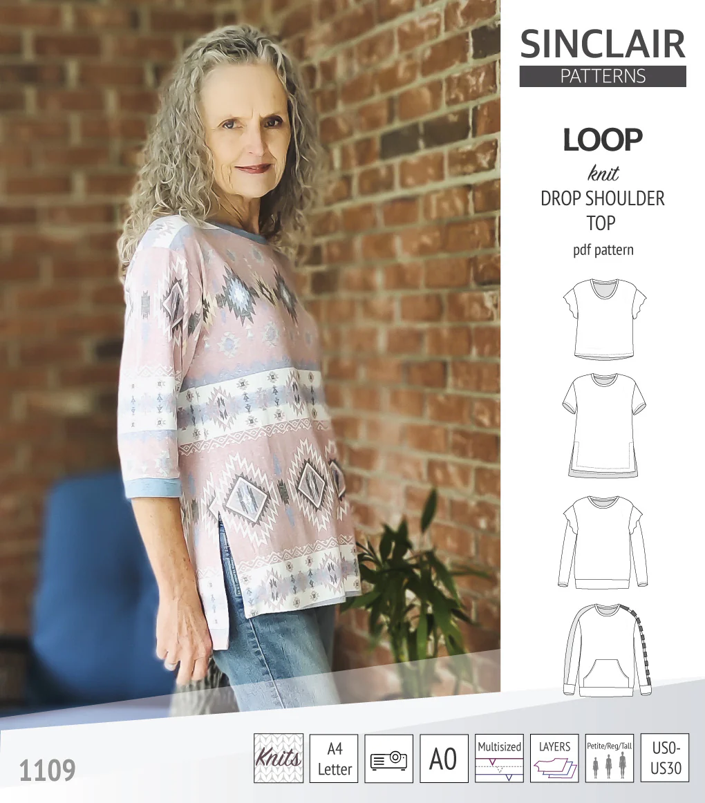Loop drop shoulder knit top (PDF) - Image 55