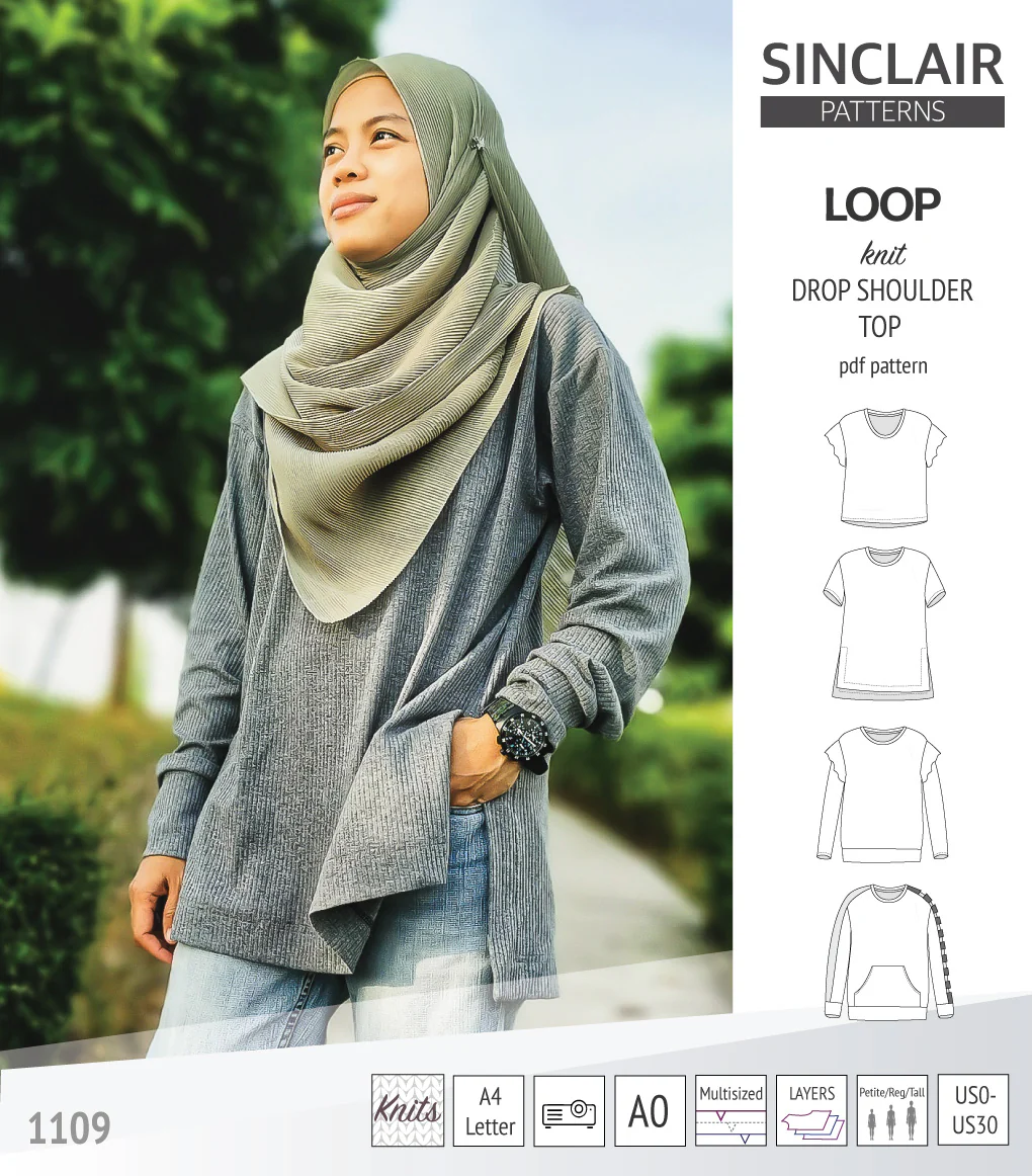 Loop drop shoulder knit top (PDF) - Image 56