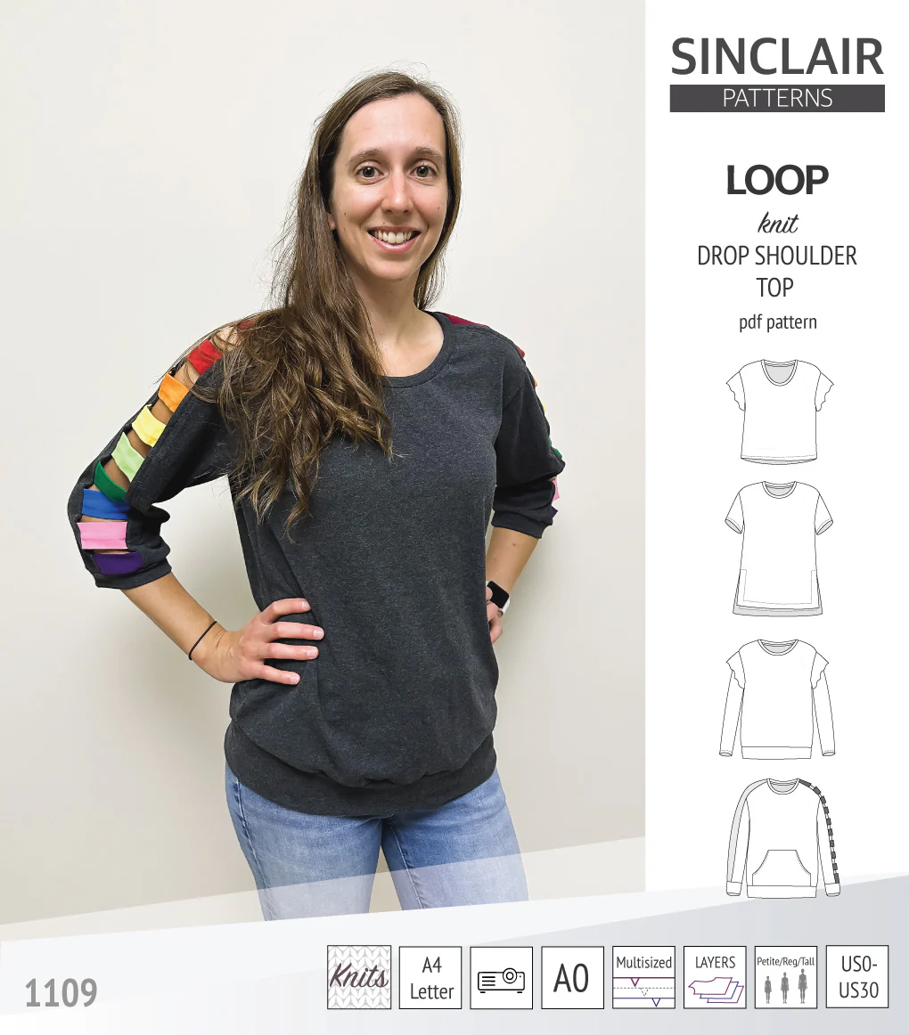 Loop drop shoulder knit top (PDF) - Image 60
