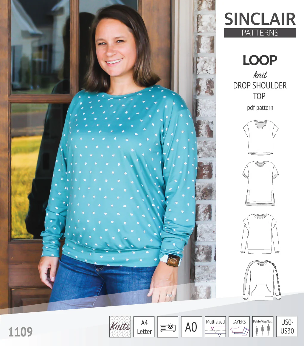 Loop drop shoulder knit top (PDF) - Image 76