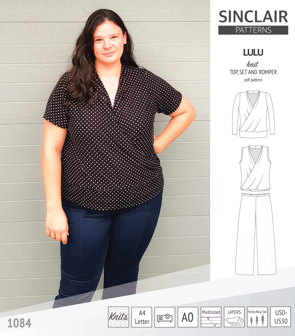 Lulu faux wrap knit top, set and romper (PDF) - Image 11