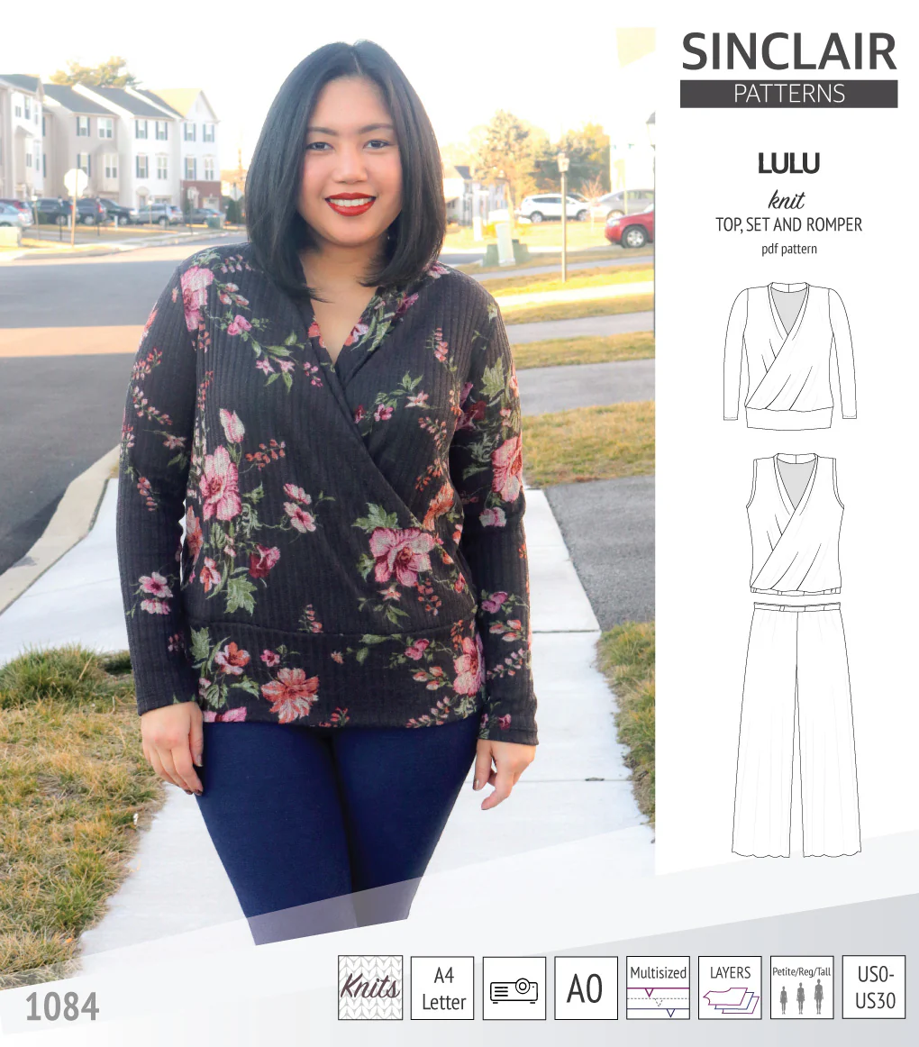 Lulu faux wrap knit top, set and romper (PDF) - Image 13