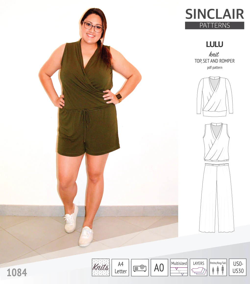 Lulu faux wrap knit top, set and romper (PDF) - Image 5