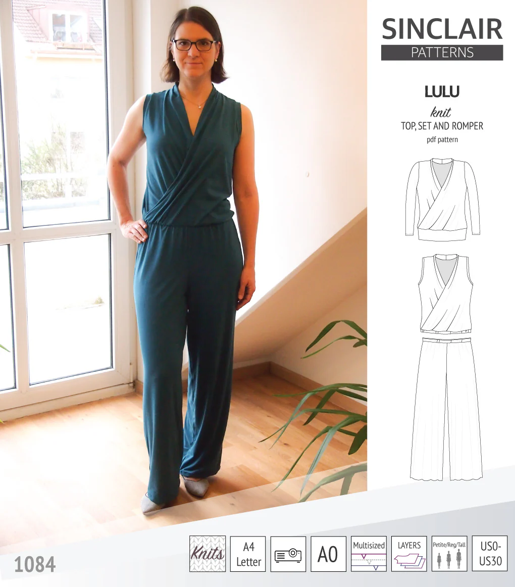 Lulu faux wrap knit top, set and romper (PDF) - Image 6