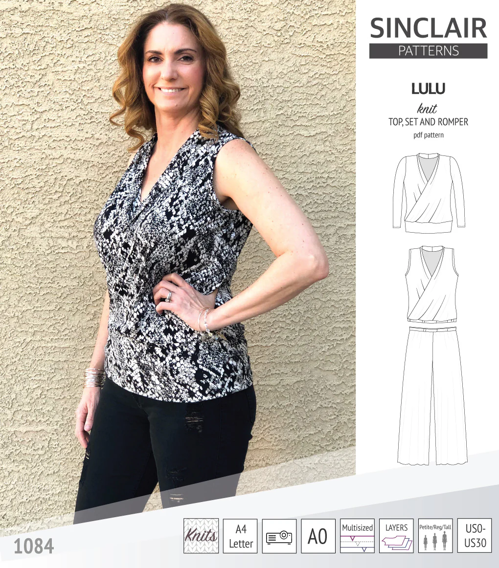 Lulu faux wrap knit top, set and romper (PDF) - Image 8