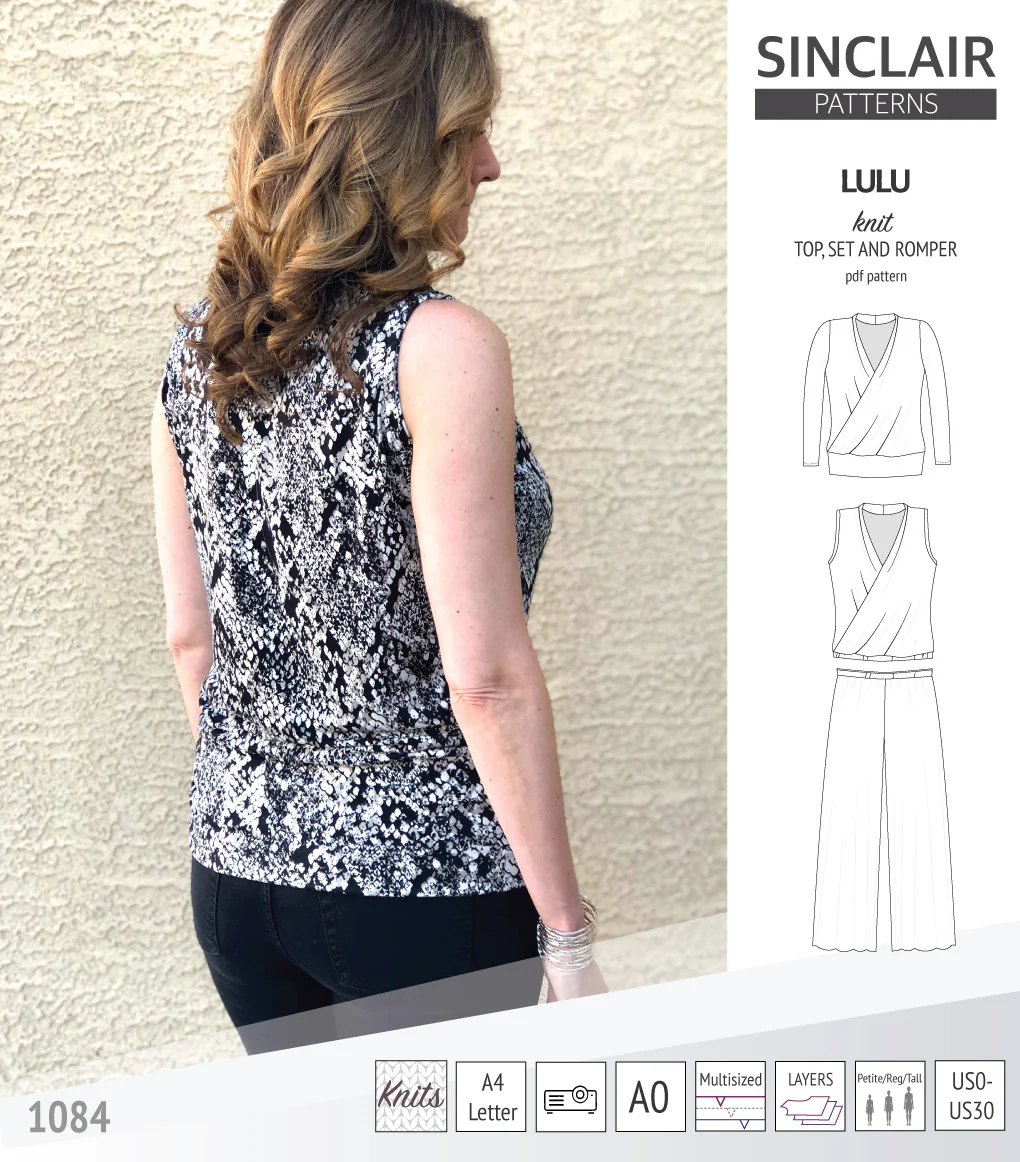 Lulu faux wrap knit top, set and romper (PDF) - Image 9