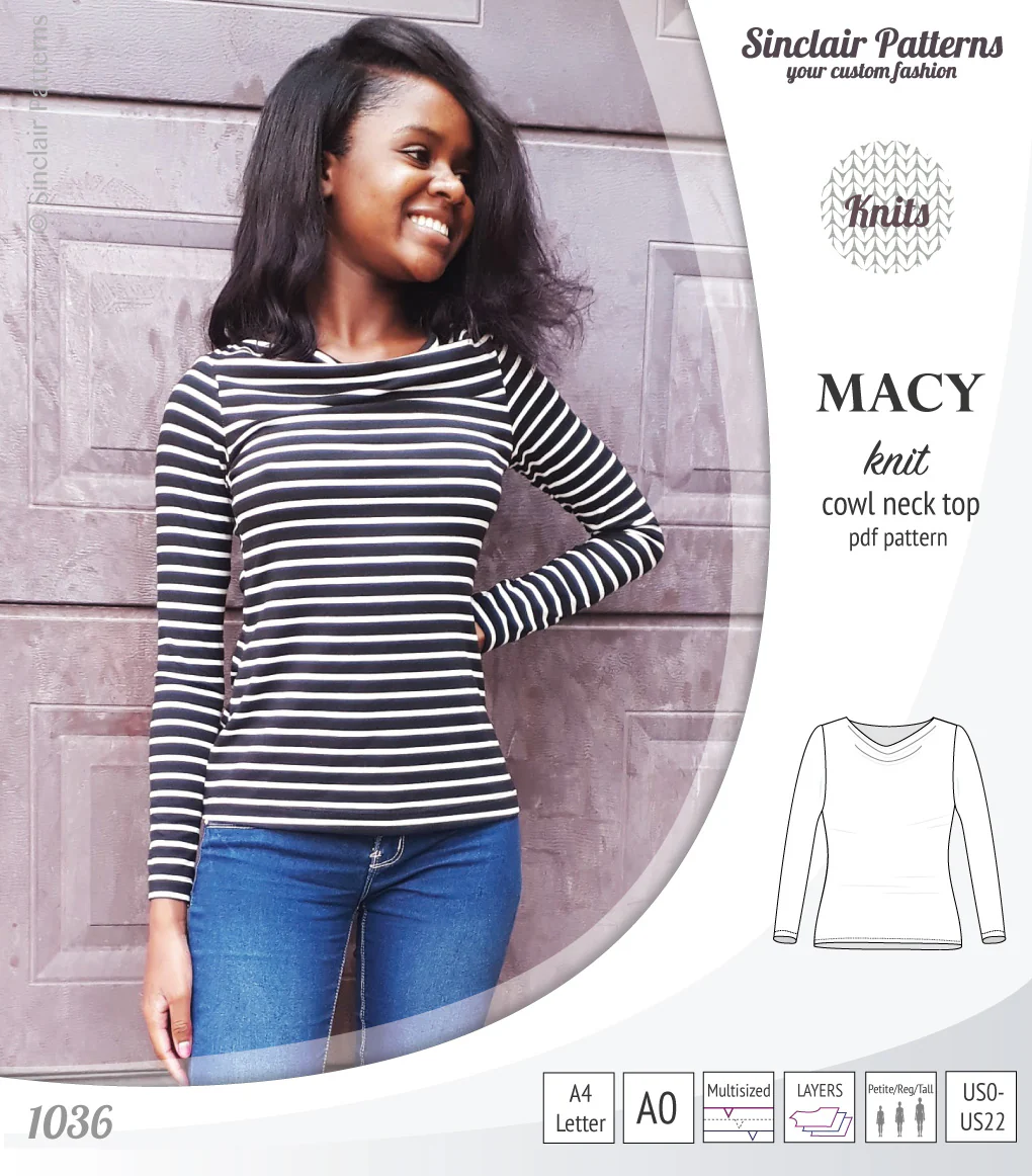 Macy knit semi fitted cowl neck top (PDF) - Image 10