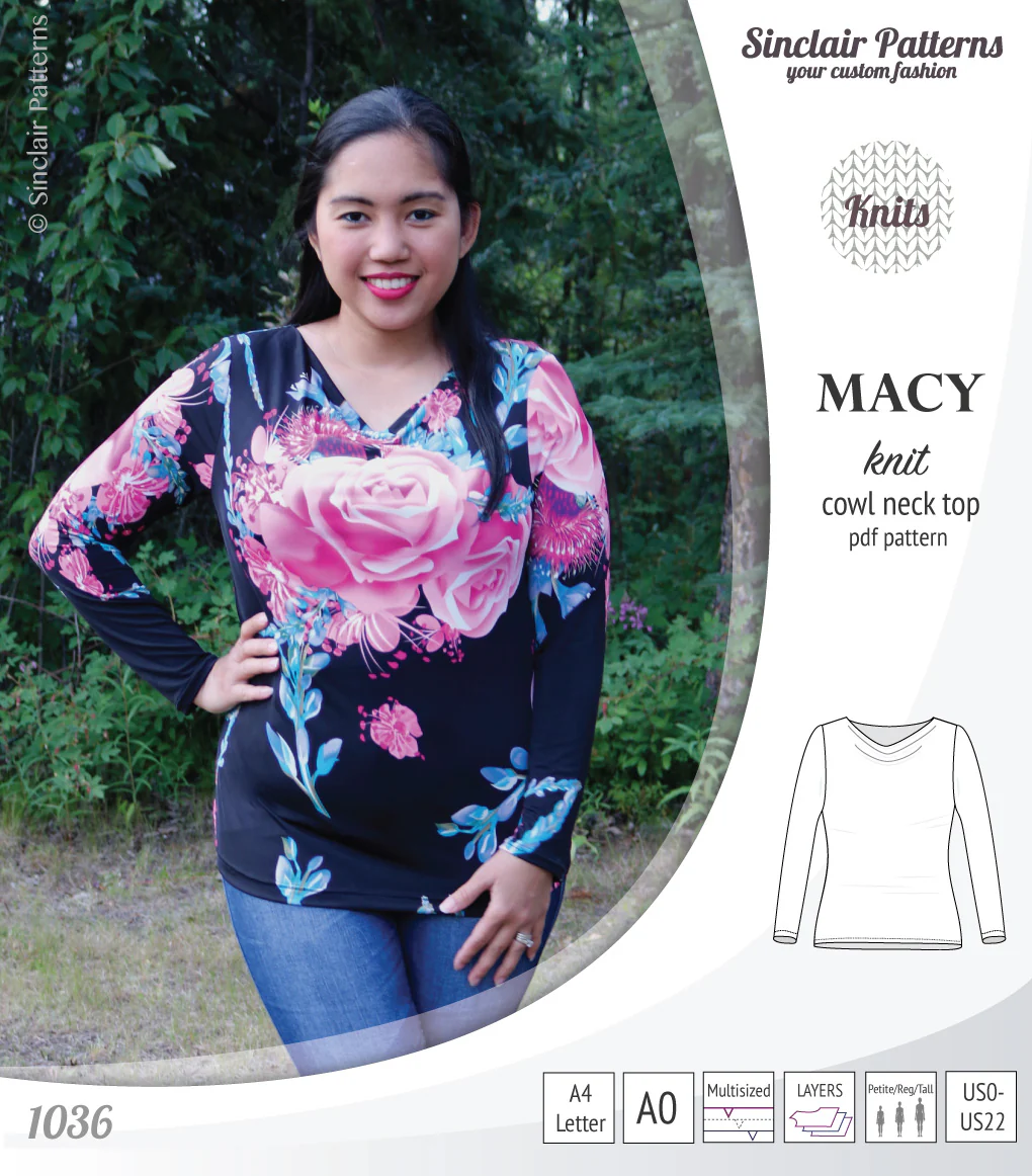 Macy knit semi fitted cowl neck top (PDF) - Image 11