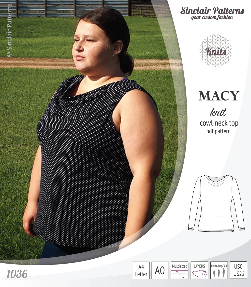 Macy knit semi fitted cowl neck top (PDF) - Image 12