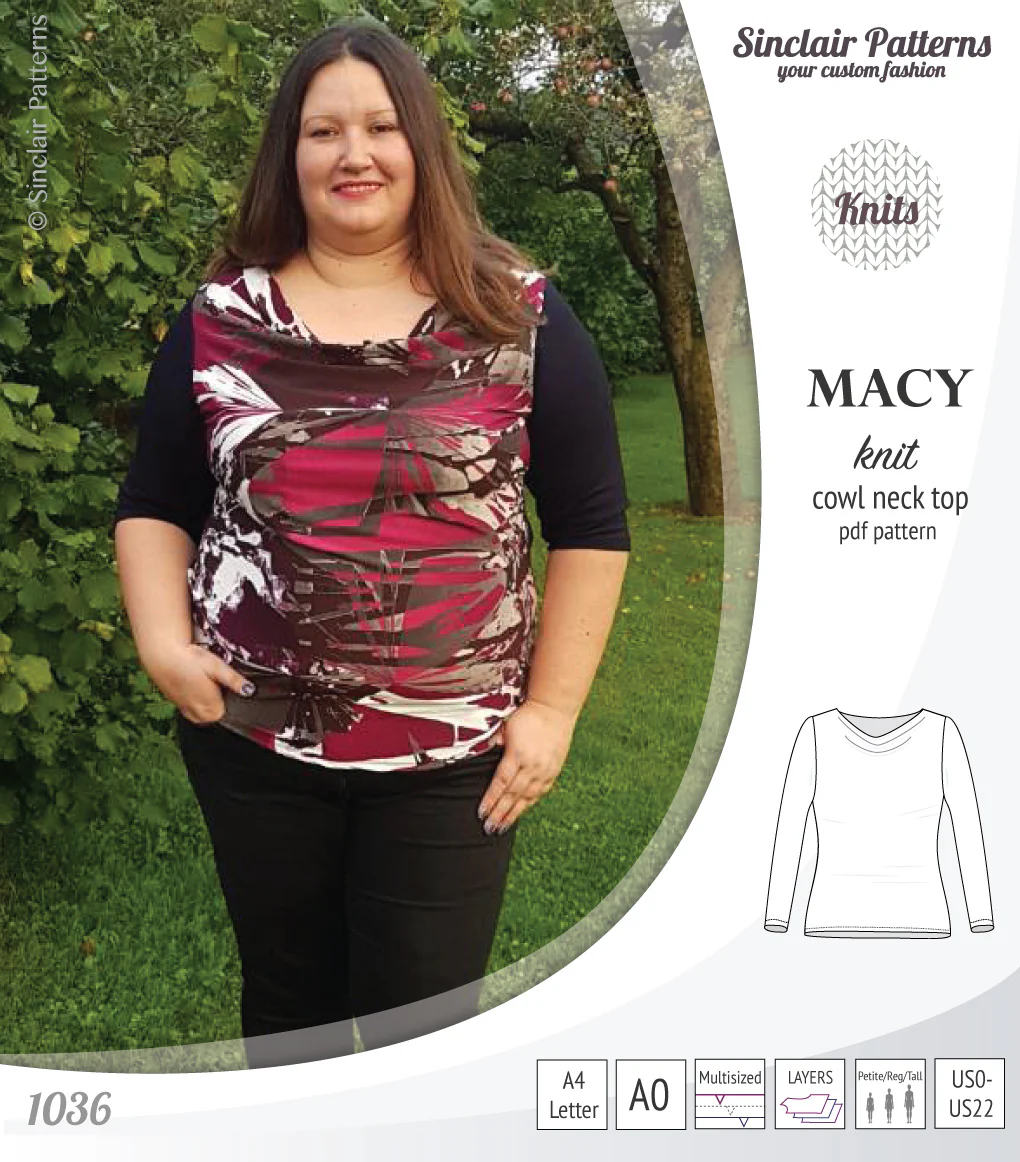 Macy knit semi fitted cowl neck top (PDF) - Image 13