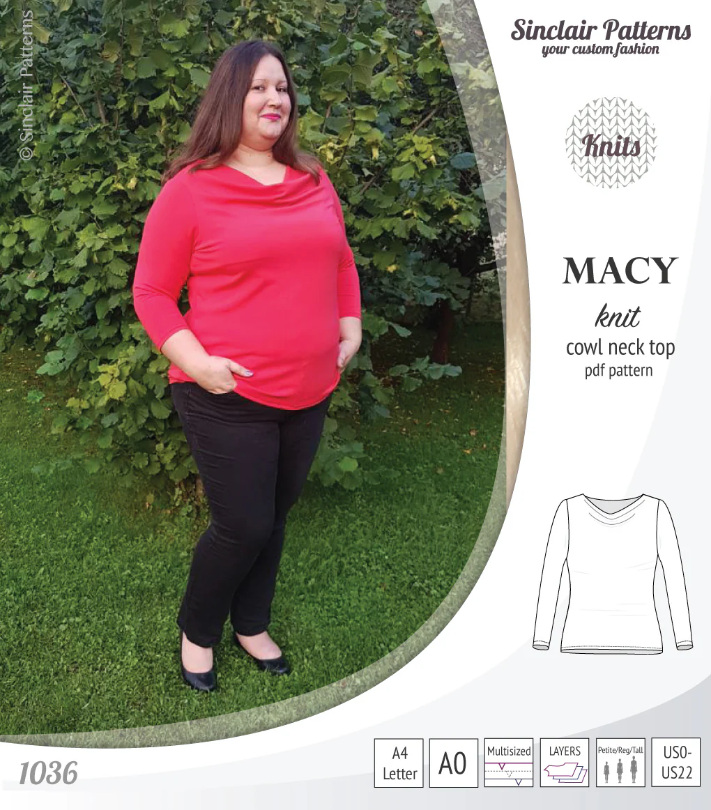 Macy knit semi fitted cowl neck top (PDF) - Image 14