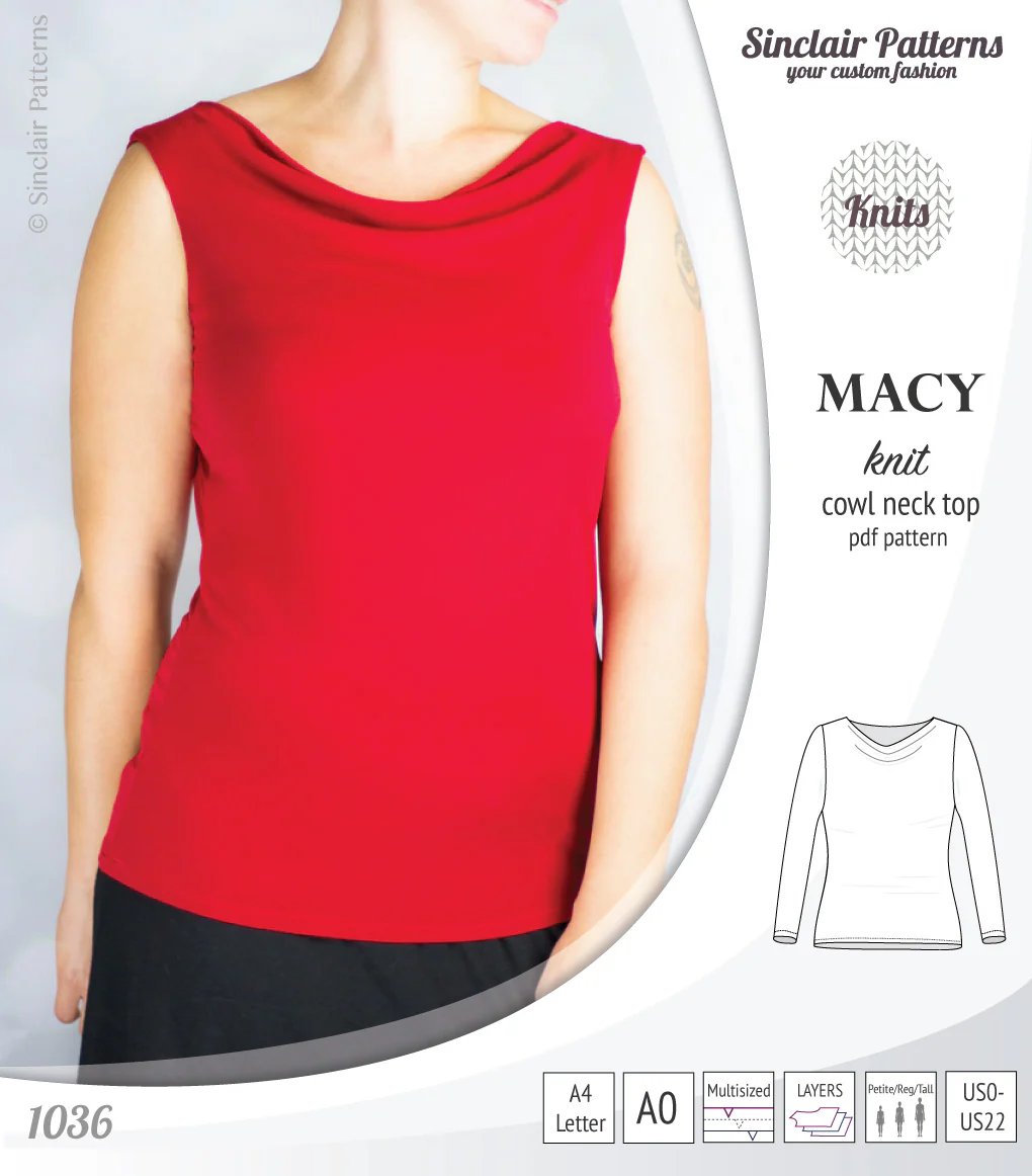 Macy knit semi fitted cowl neck top (PDF) - Image 15