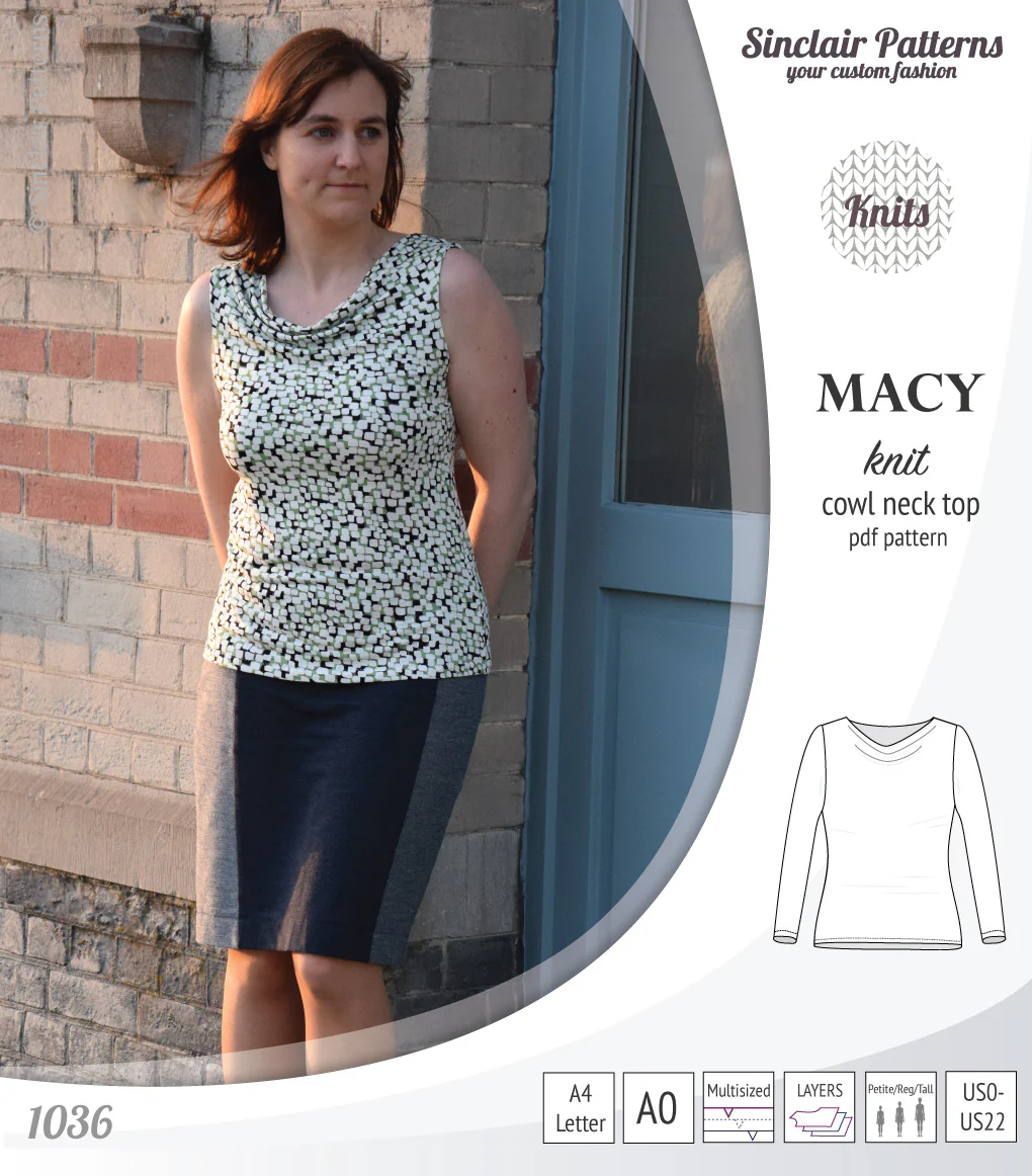 Macy knit semi fitted cowl neck top (PDF) - Image 5