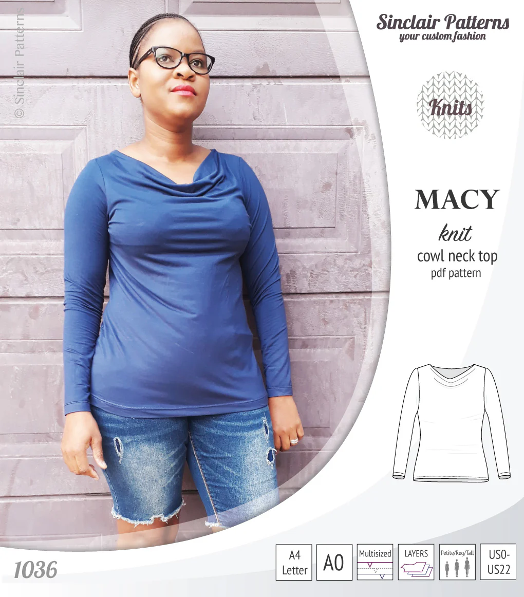 Macy knit semi fitted cowl neck top (PDF) - Image 6