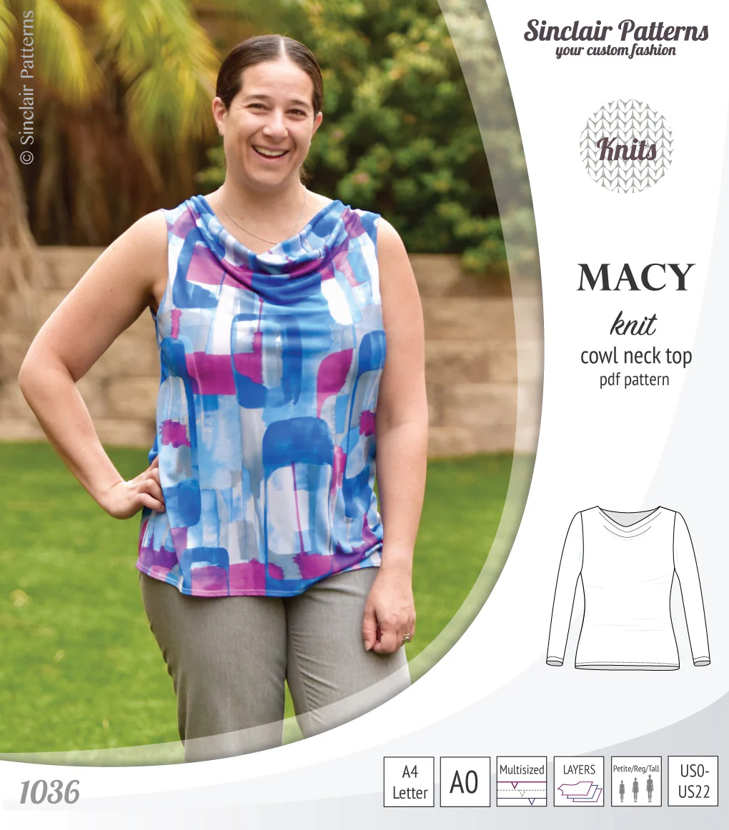Macy knit semi fitted cowl neck top (PDF) - Image 7