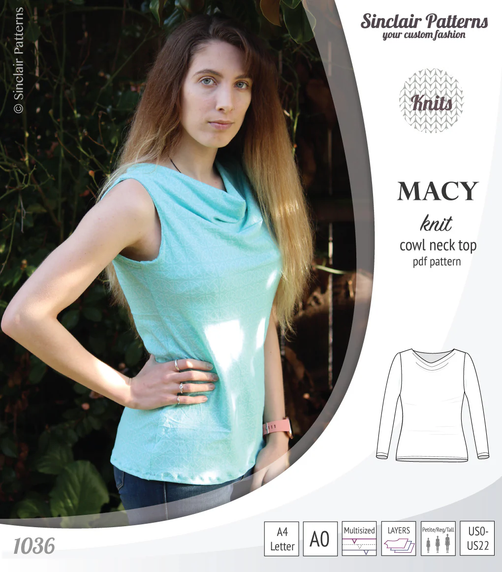 Macy knit semi fitted cowl neck top (PDF) - Image 8
