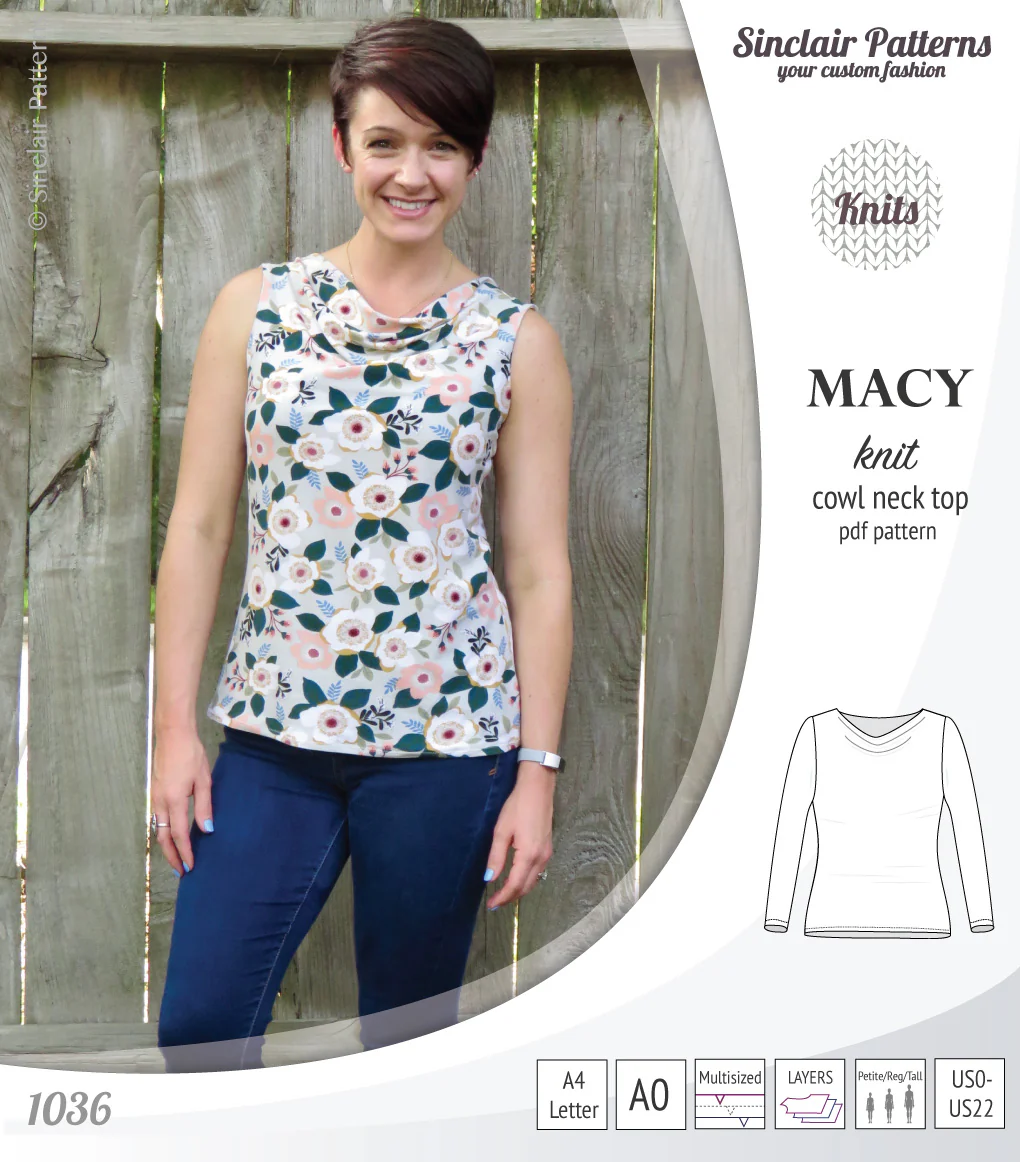 Macy knit semi fitted cowl neck top (PDF) - Image 9