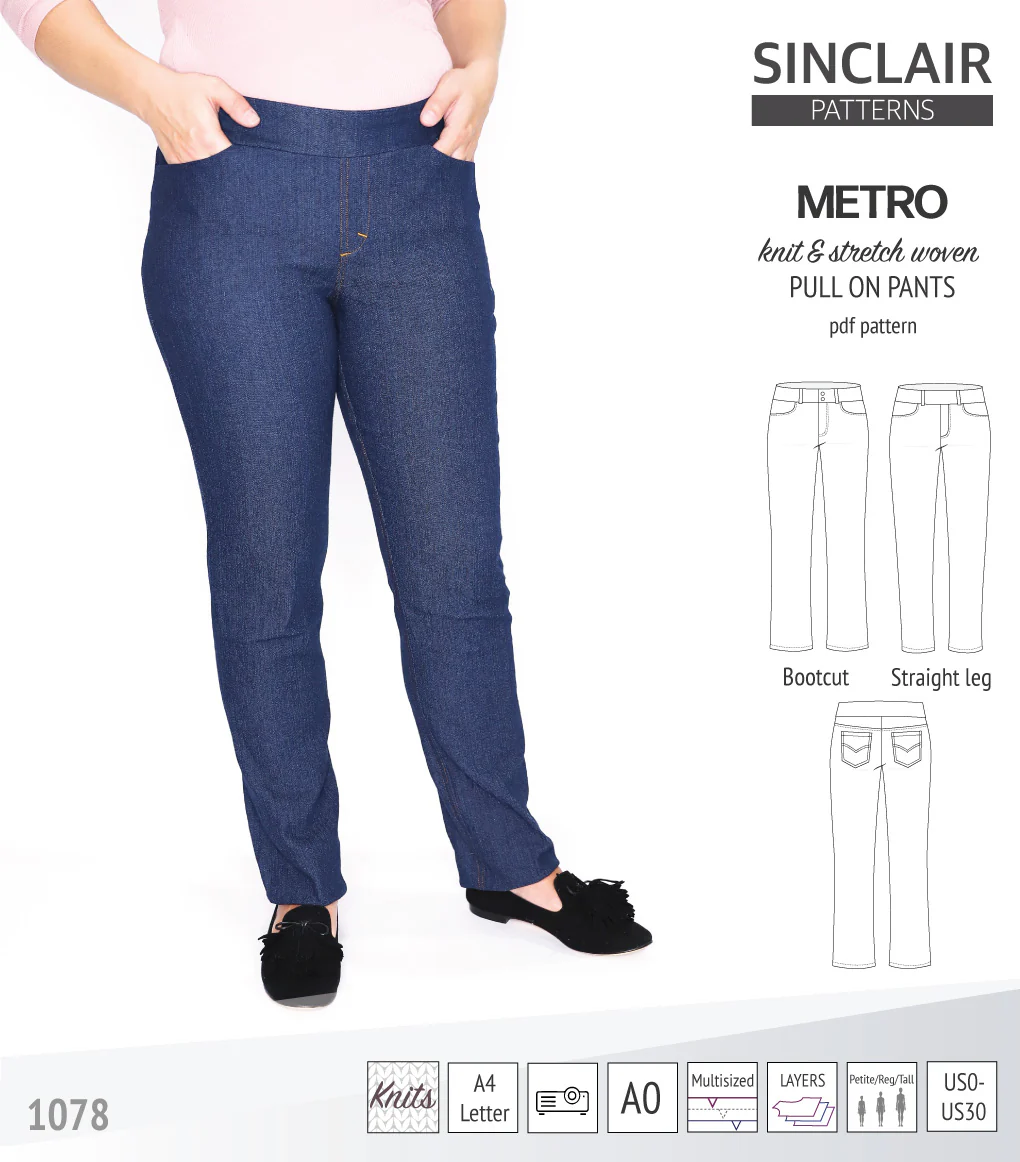 Metro stretch woven pull on pants (PDF) - Image 3