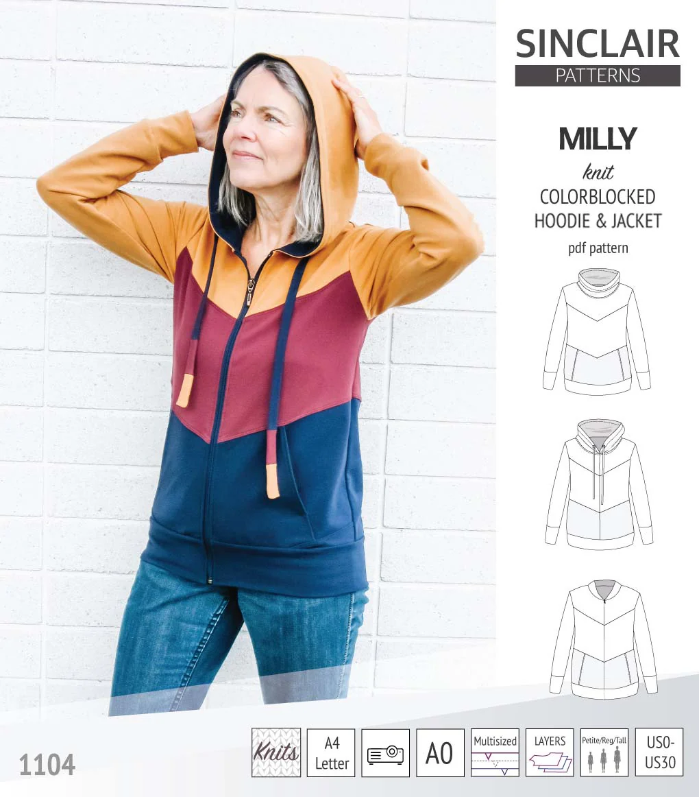 Milly colorblocked hoodie and zip up jacket (PDF) - Image 3