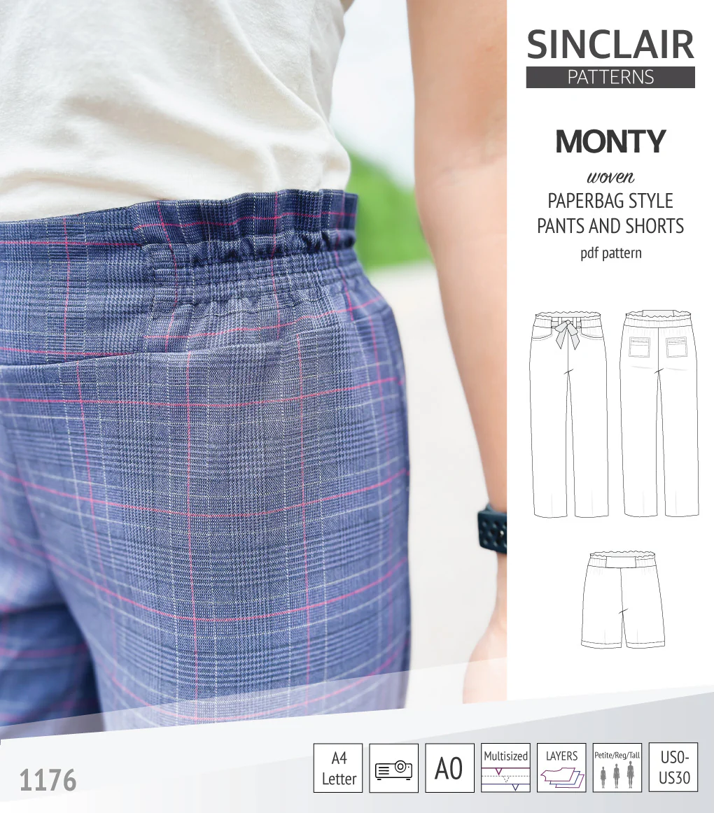 Monty paperbag style woven pants and shorts with ties (PDF) - Image 10