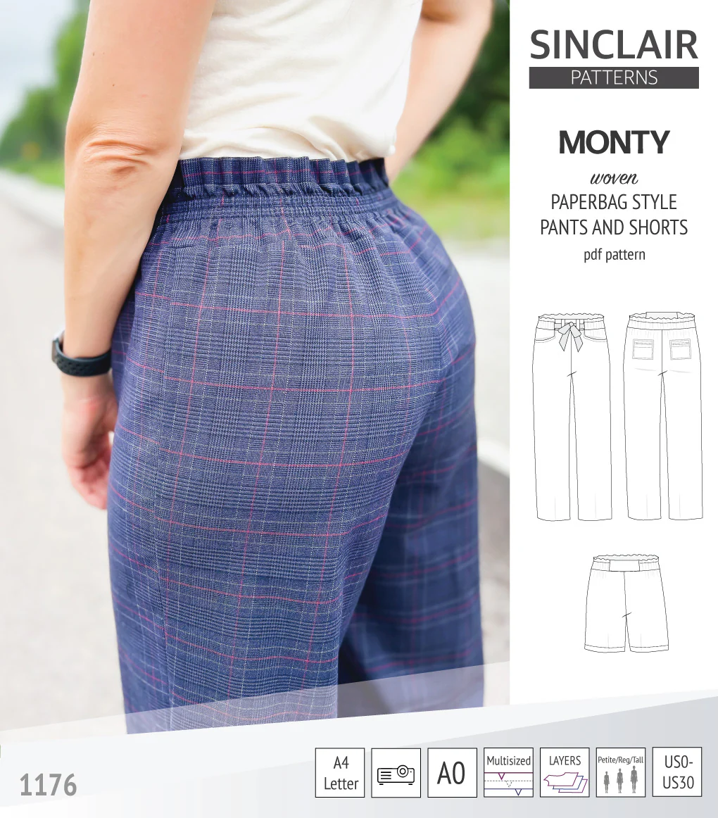 Monty paperbag style woven pants and shorts with ties (PDF) - Image 11
