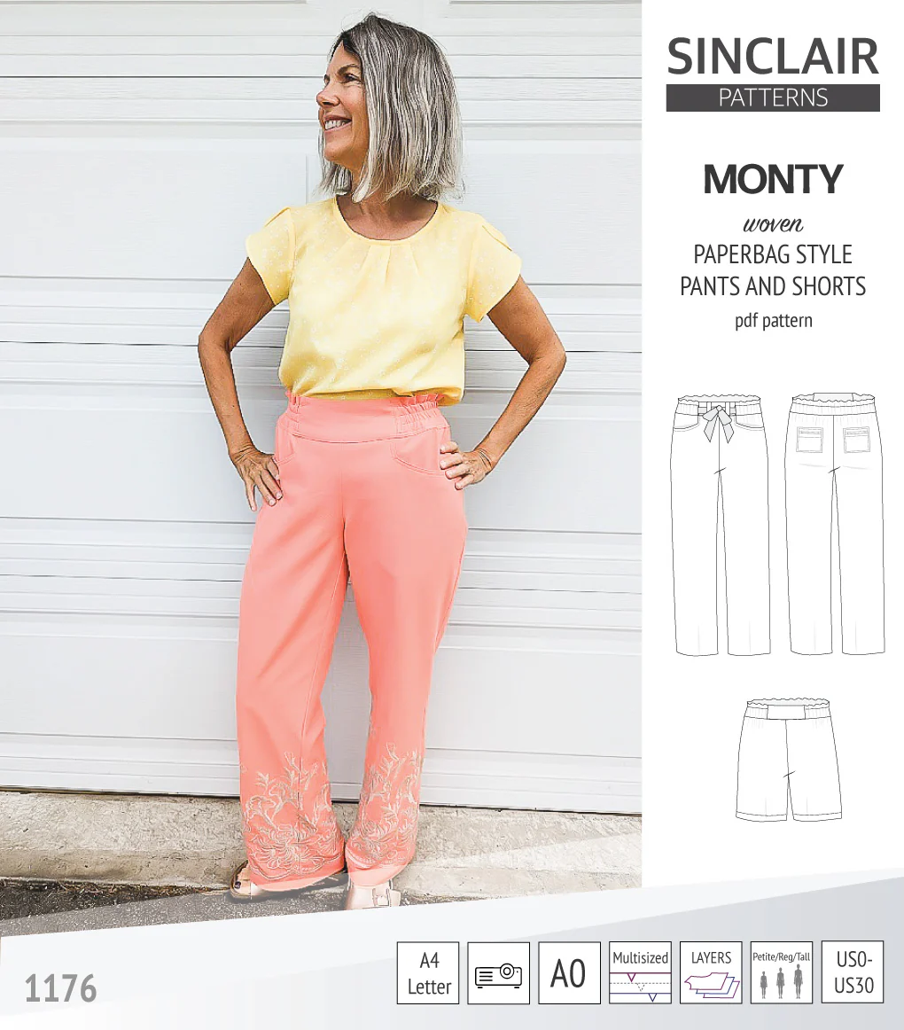 Monty paperbag style woven pants and shorts with ties (PDF) - Image 12
