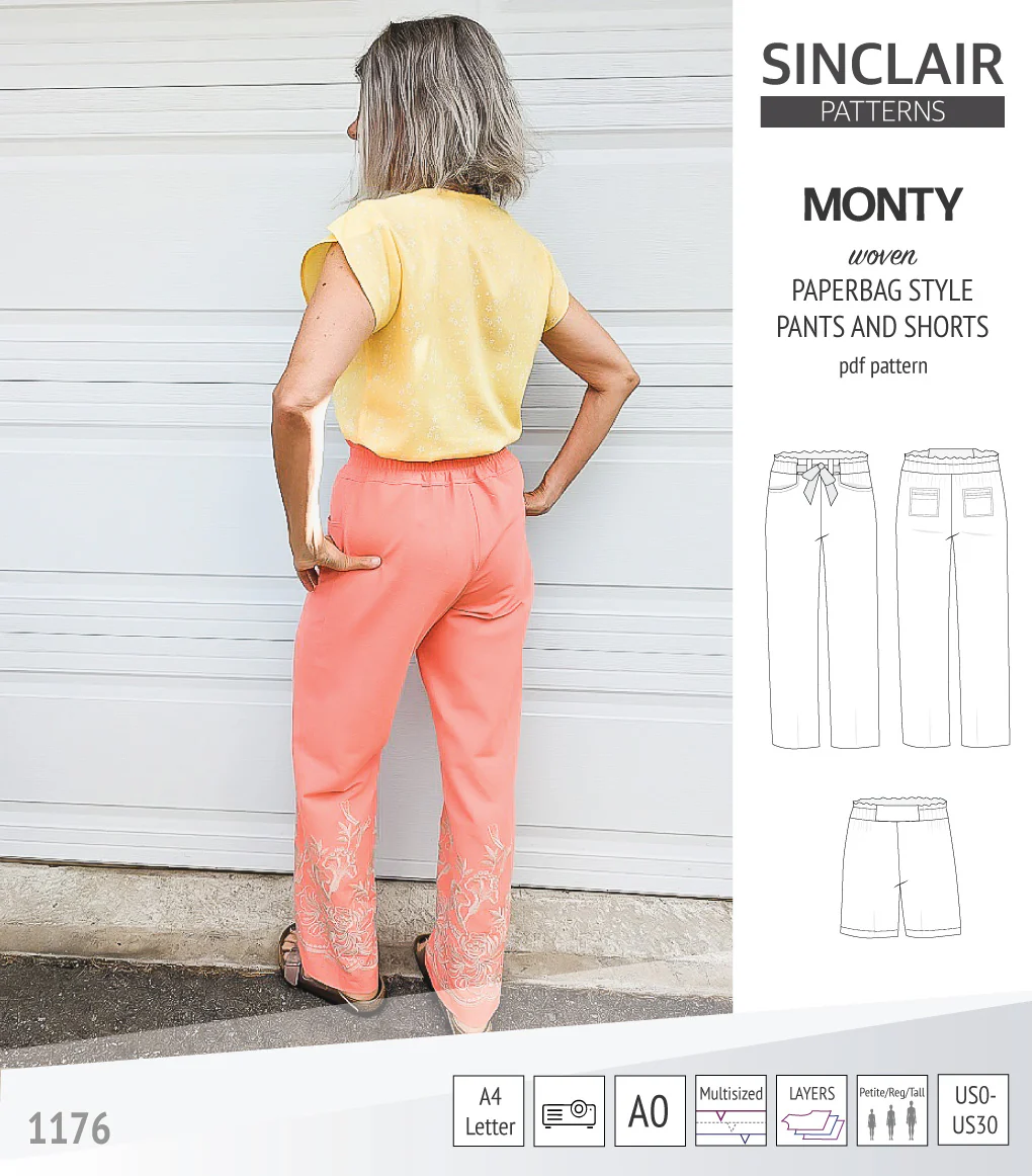 Monty paperbag style woven pants and shorts with ties (PDF) - Image 13