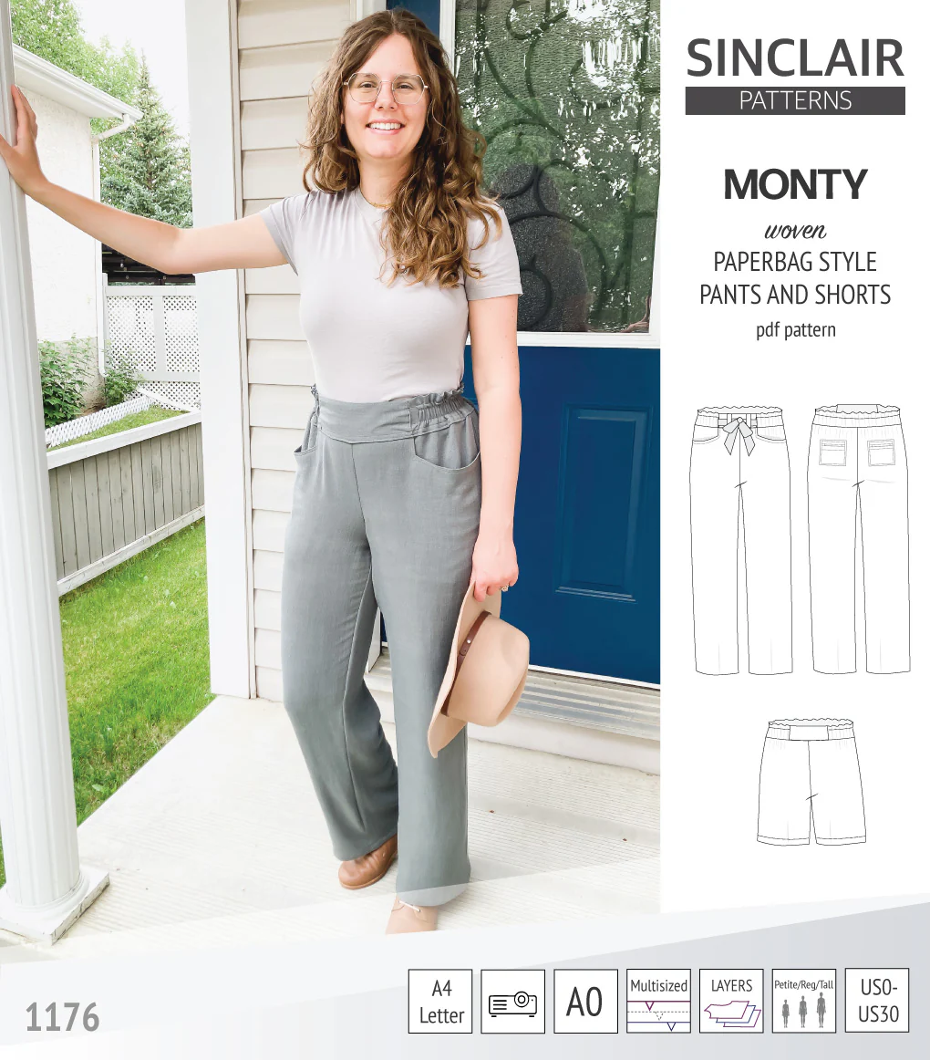 Monty paperbag style woven pants and shorts with ties (PDF) - Image 14