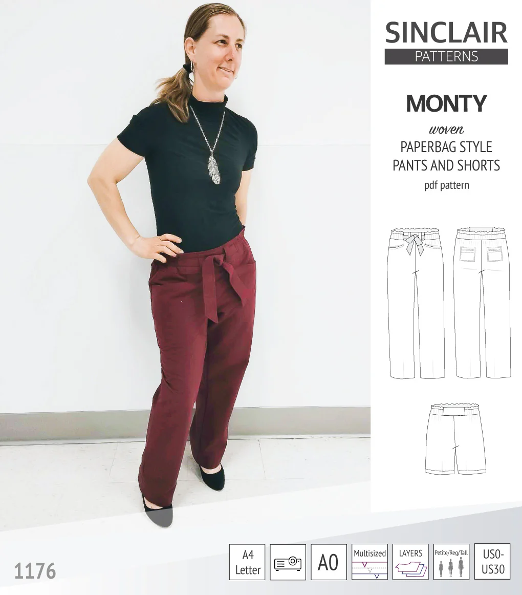 Monty paperbag style woven pants and shorts with ties (PDF) - Image 15