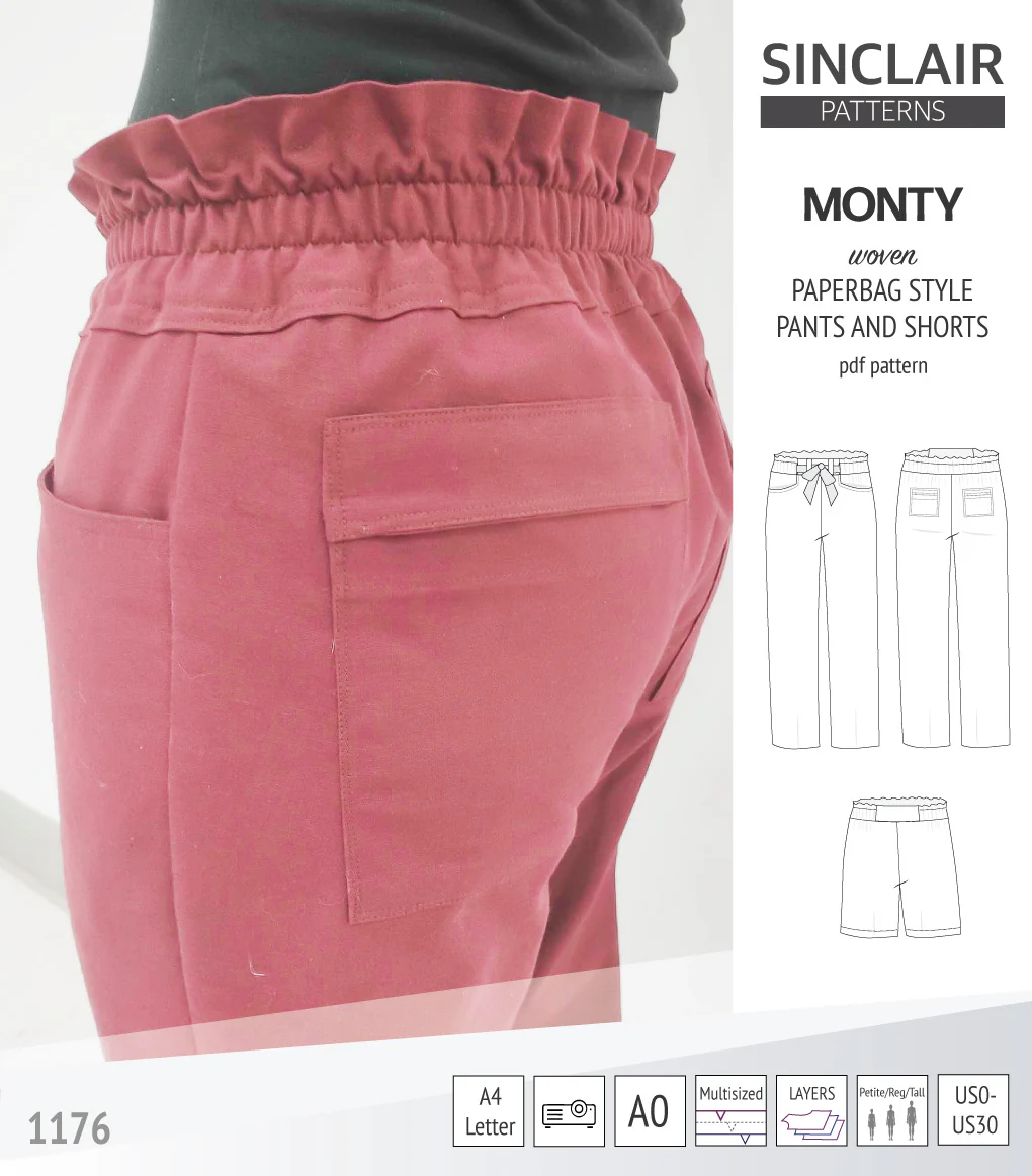 Monty paperbag style woven pants and shorts with ties (PDF) - Image 16