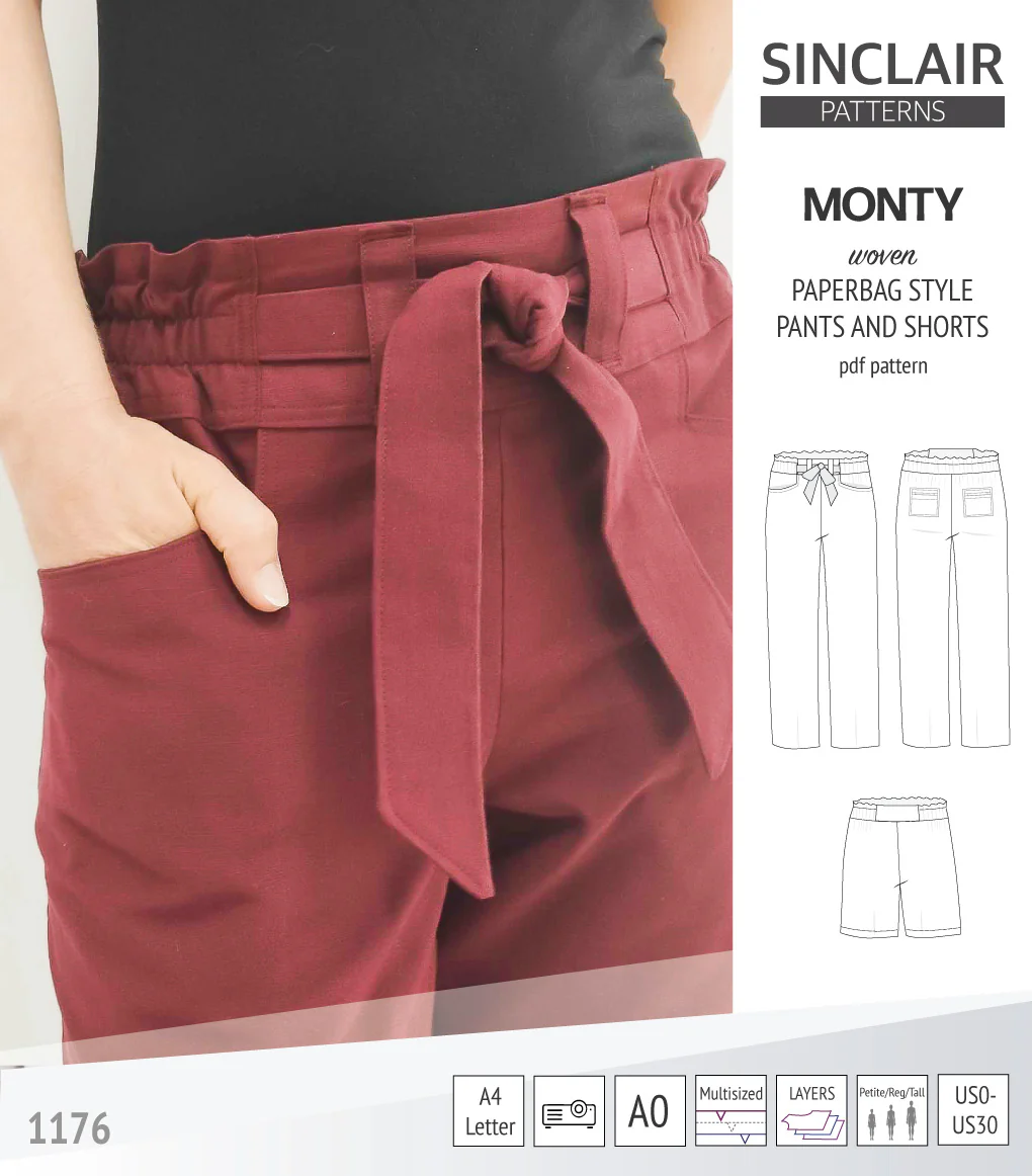 Monty paperbag style woven pants and shorts with ties (PDF) - Image 17
