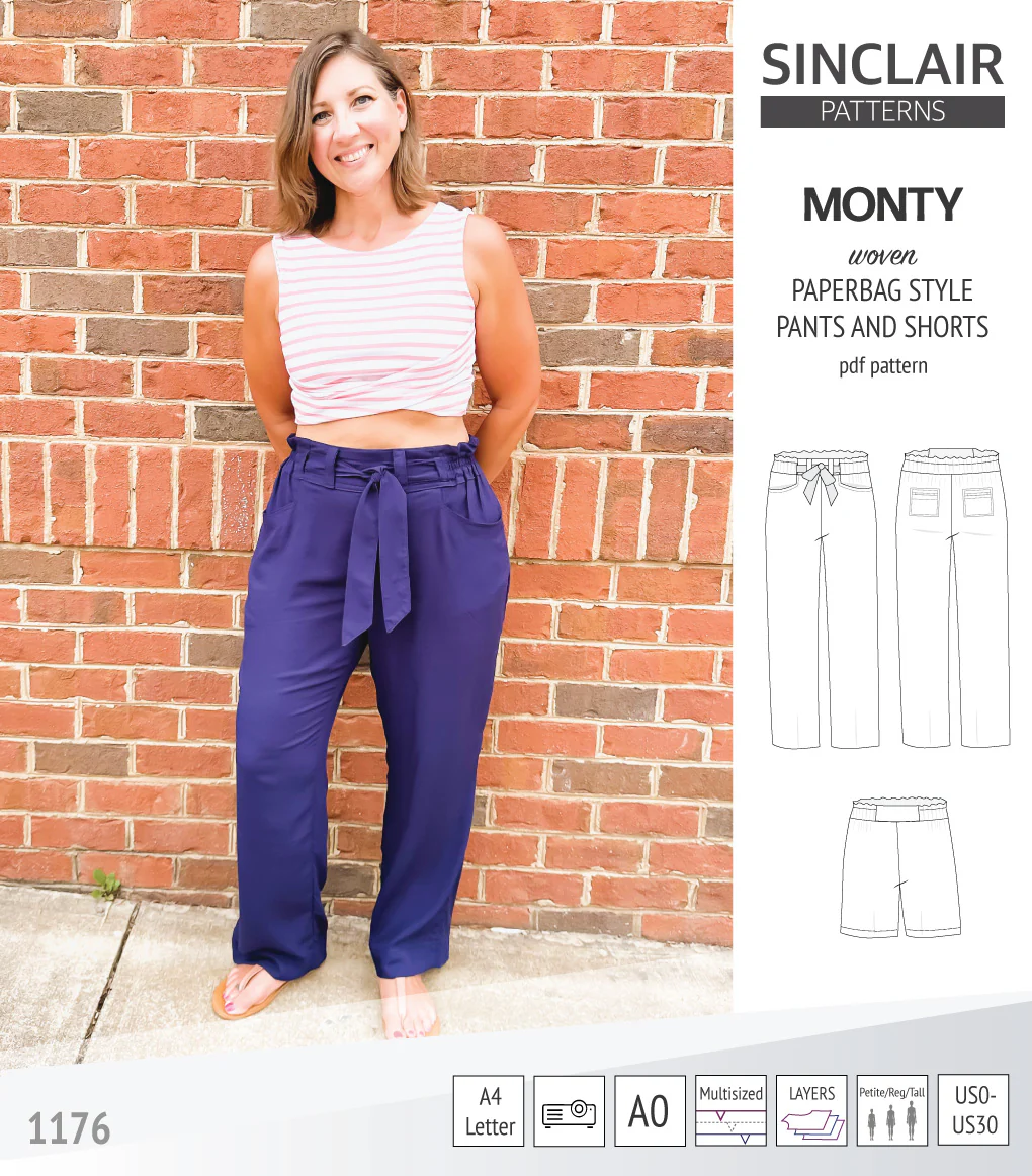 Monty paperbag style woven pants and shorts with ties (PDF) - Image 18