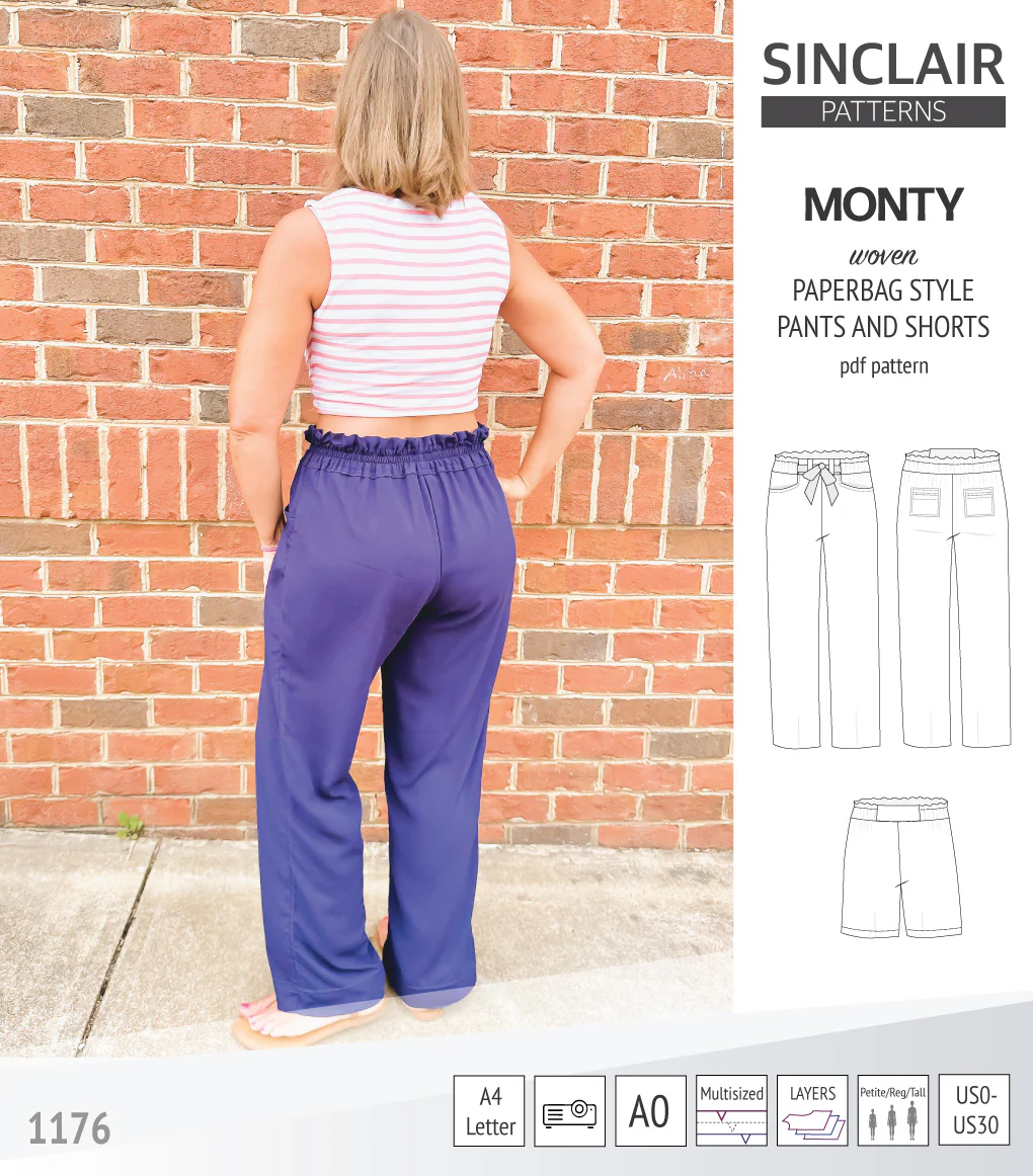 Monty paperbag style woven pants and shorts with ties (PDF) - Image 19