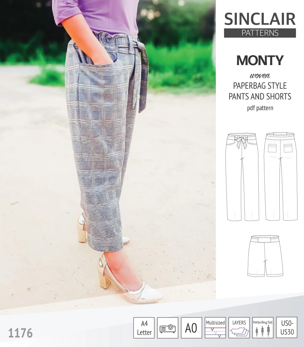 Monty paperbag style woven pants and shorts with ties (PDF) - Image 20