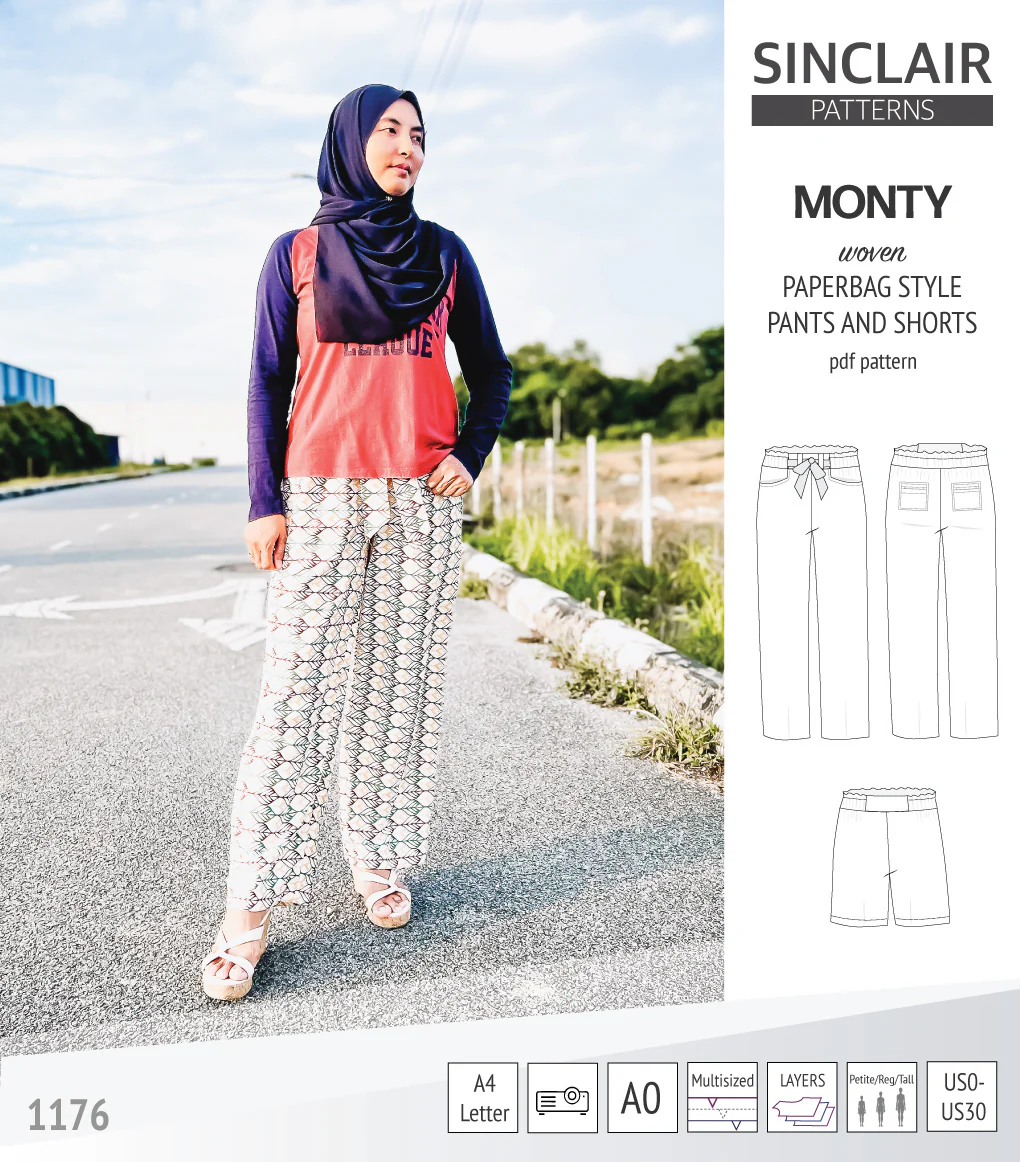 Monty paperbag style woven pants and shorts with ties (PDF) - Image 21