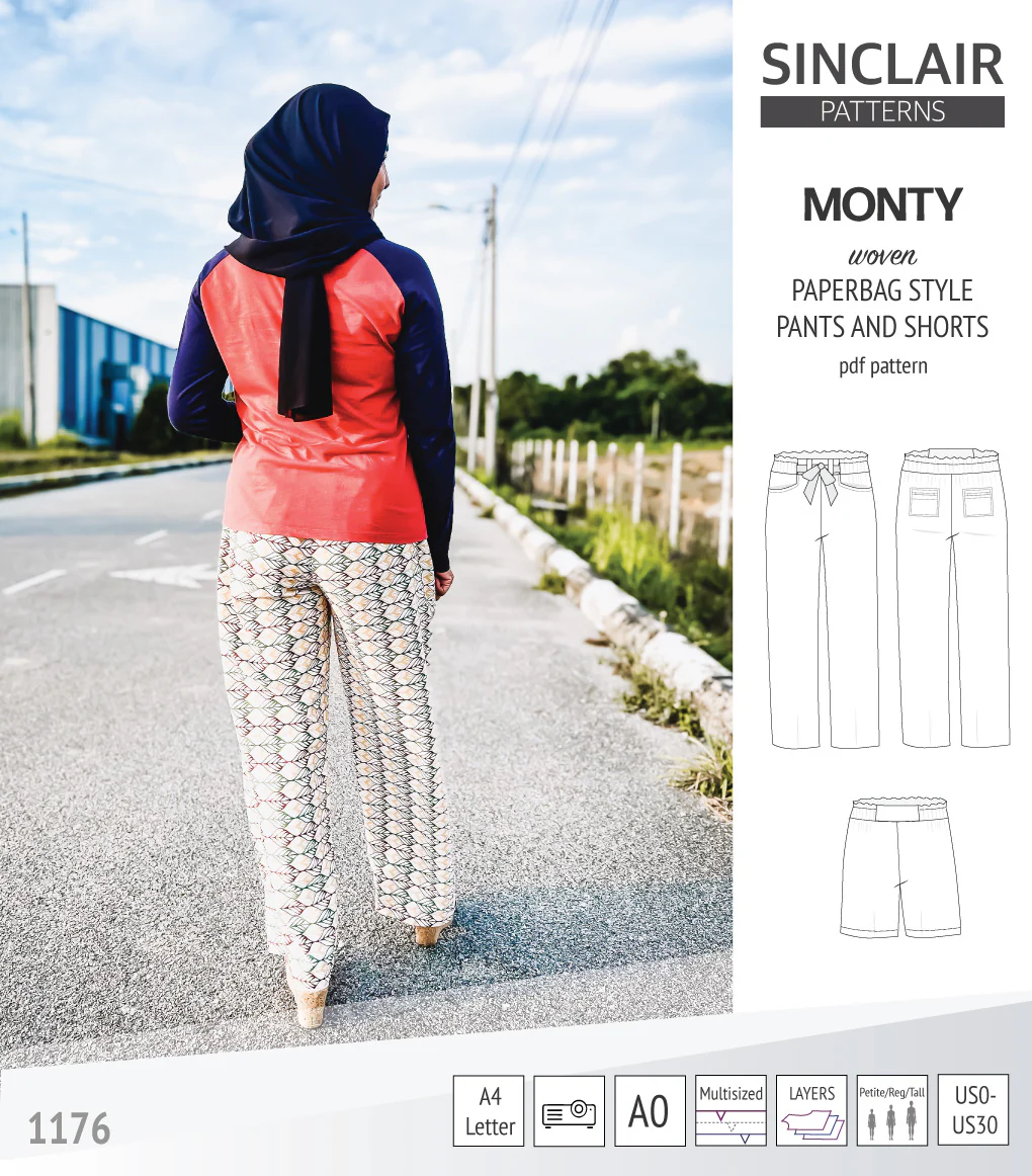 Monty paperbag style woven pants and shorts with ties (PDF) - Image 22
