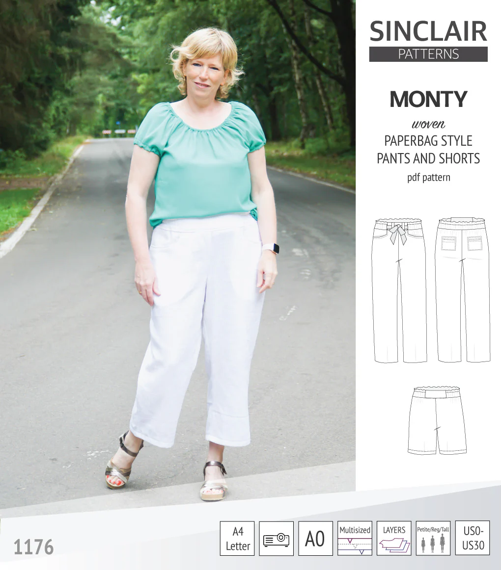 Monty paperbag style woven pants and shorts with ties (PDF) - Image 25