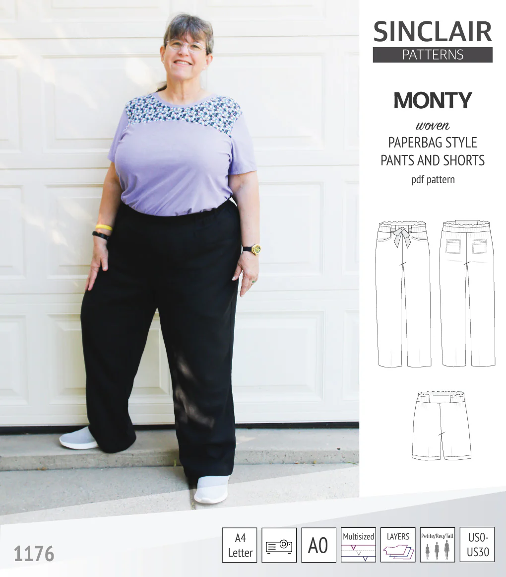 Monty paperbag style woven pants and shorts with ties (PDF) - Image 28