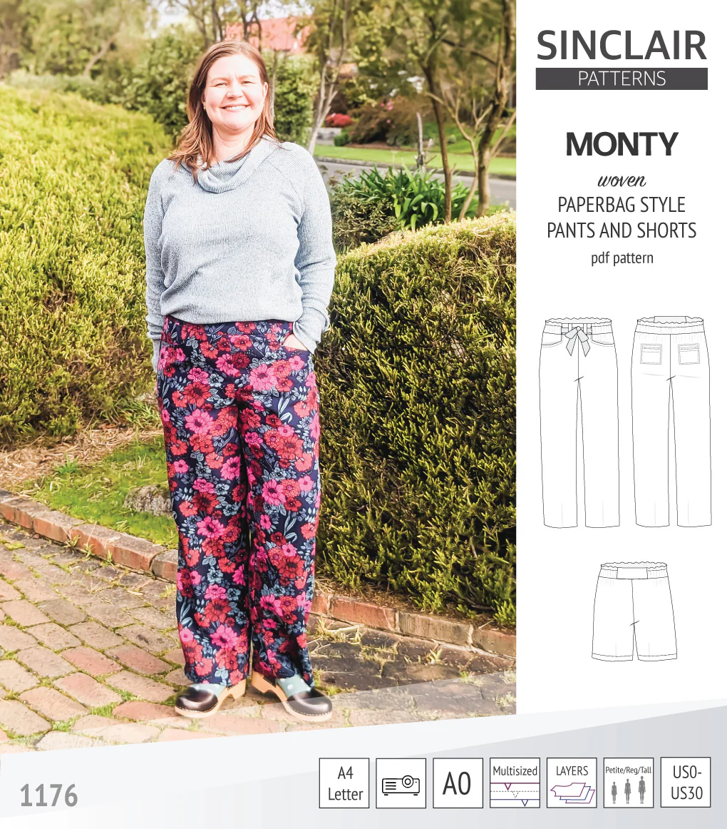 Monty paperbag style woven pants and shorts with ties (PDF) - Image 29