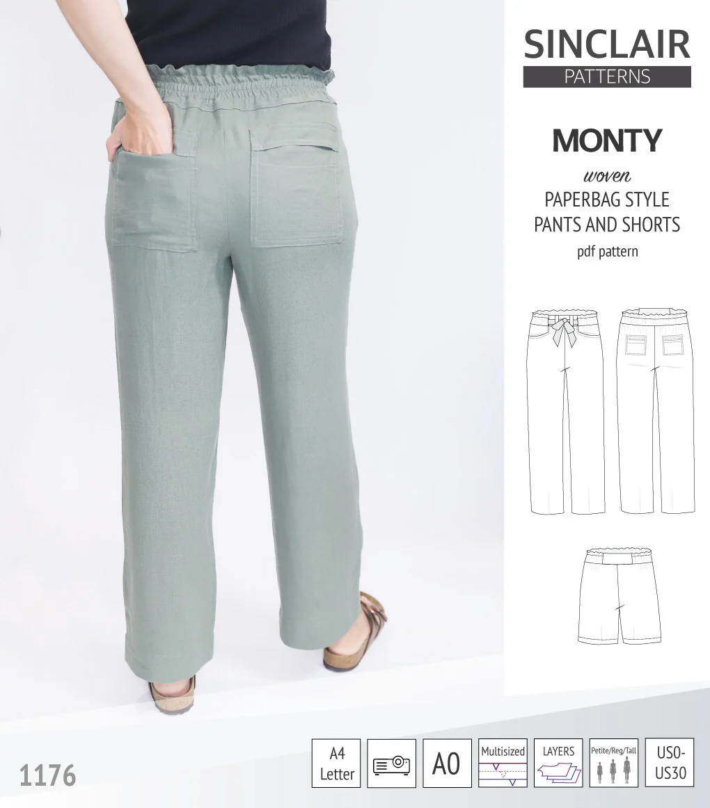 Monty paperbag style woven pants and shorts with ties (PDF) - Image 3