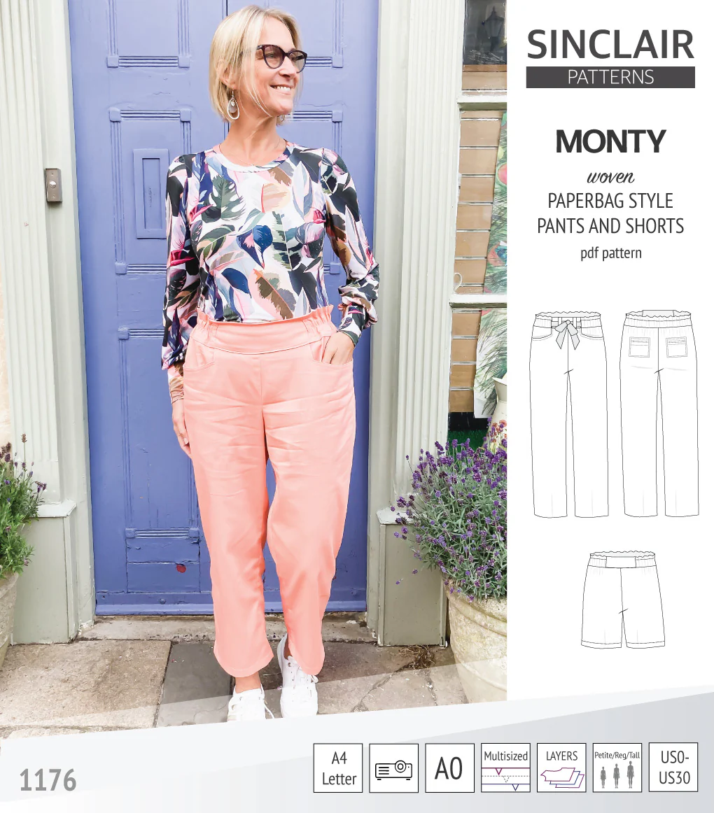 Monty paperbag style woven pants and shorts with ties (PDF) - Image 30