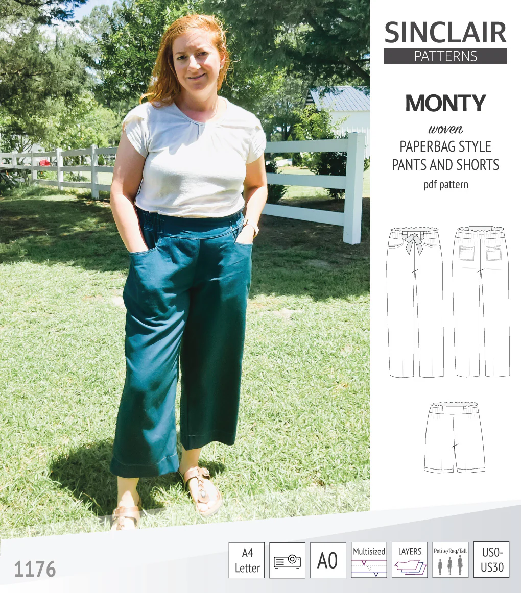 Monty paperbag style woven pants and shorts with ties (PDF) - Image 31