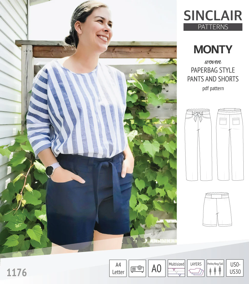 Monty paperbag style woven pants and shorts with ties (PDF) - Image 32