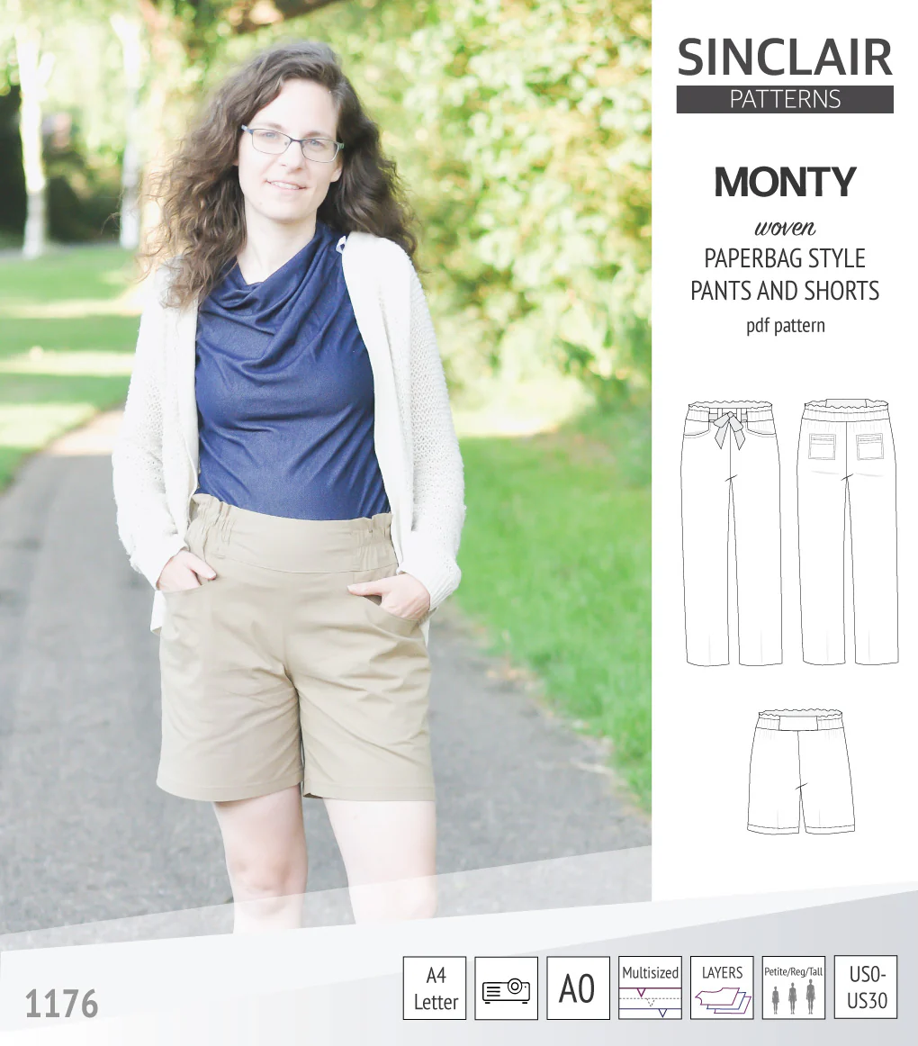 Monty paperbag style woven pants and shorts with ties (PDF) - Image 33