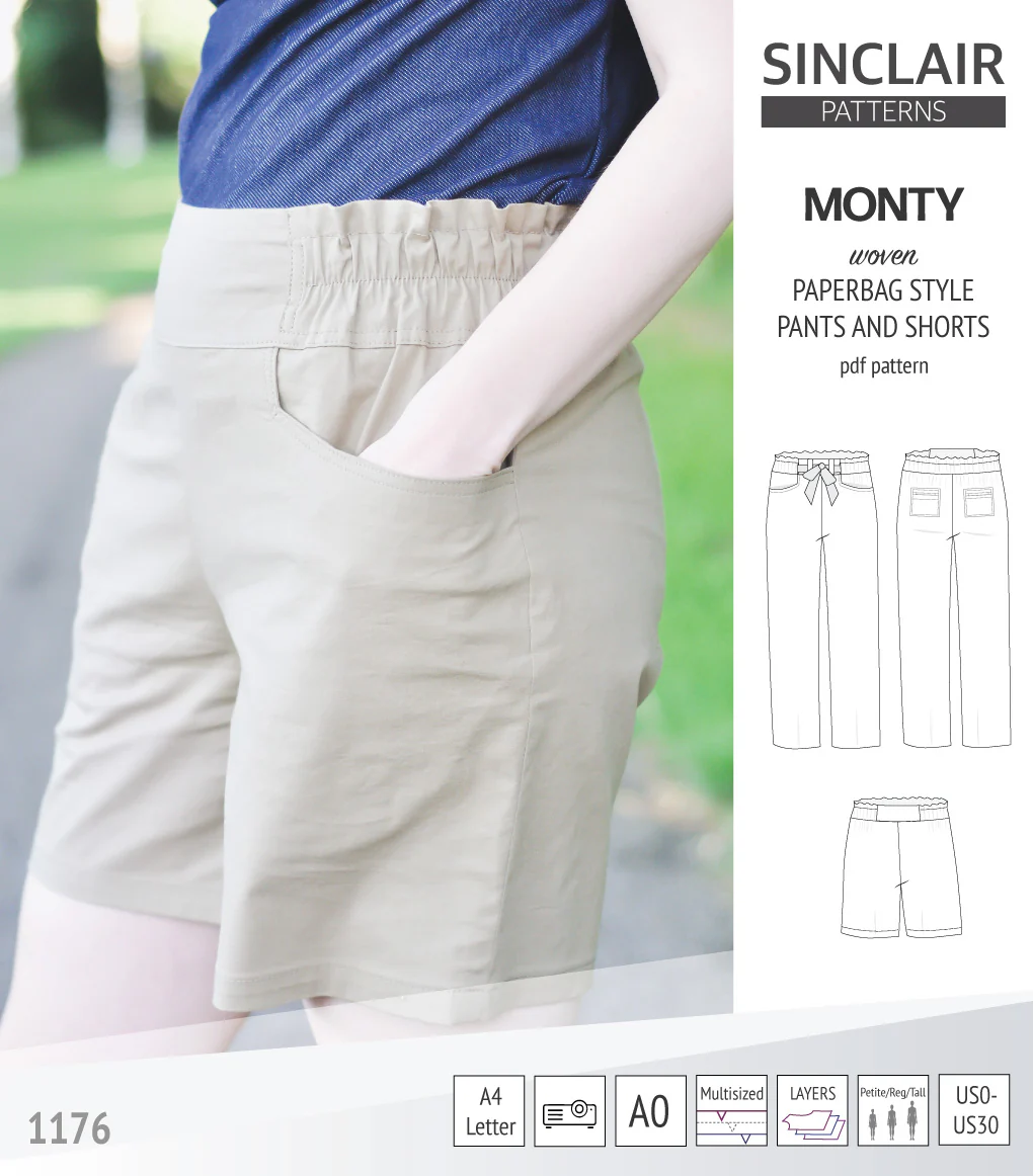 Monty paperbag style woven pants and shorts with ties (PDF) - Image 34