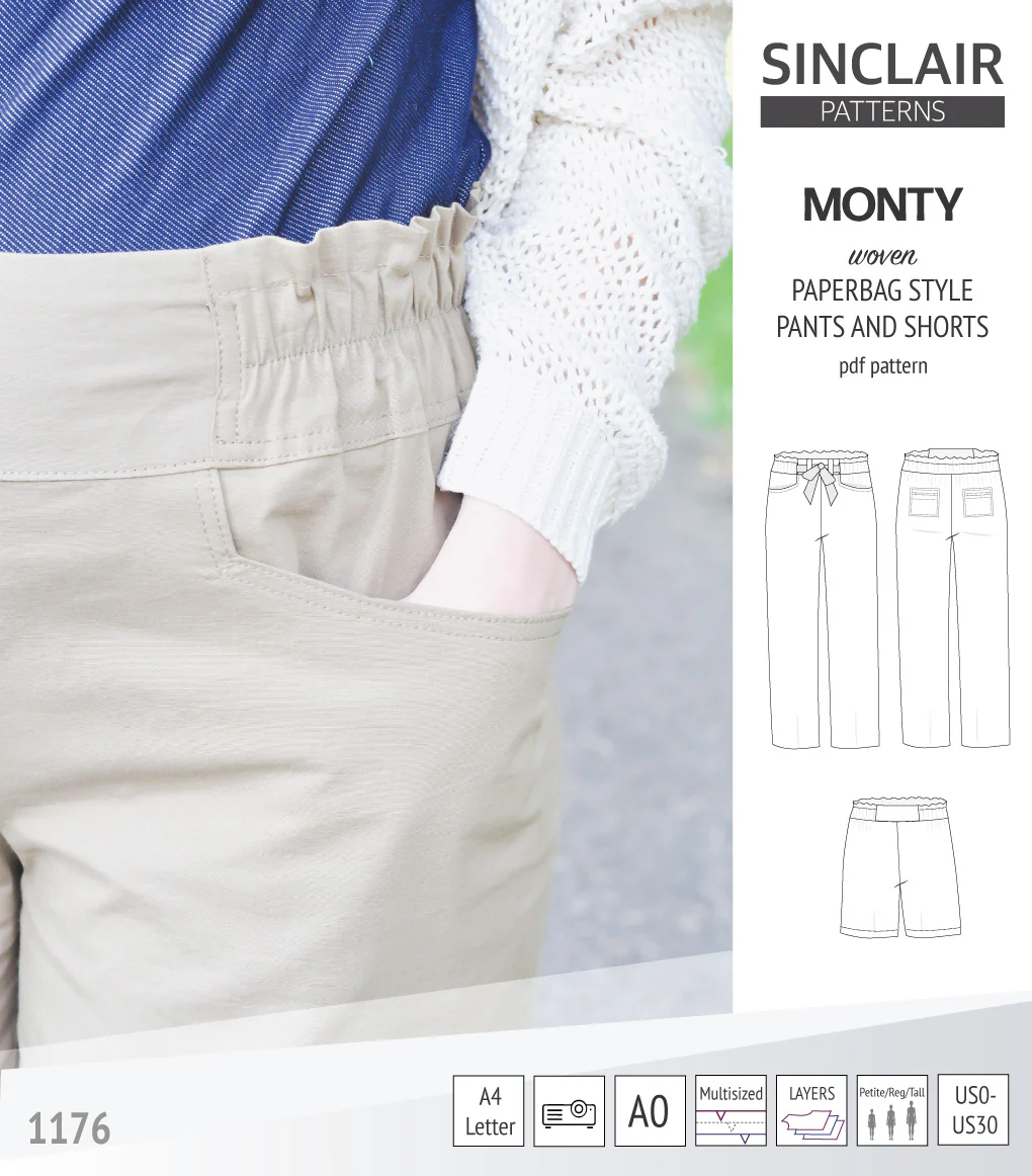 Monty paperbag style woven pants and shorts with ties (PDF) - Image 35