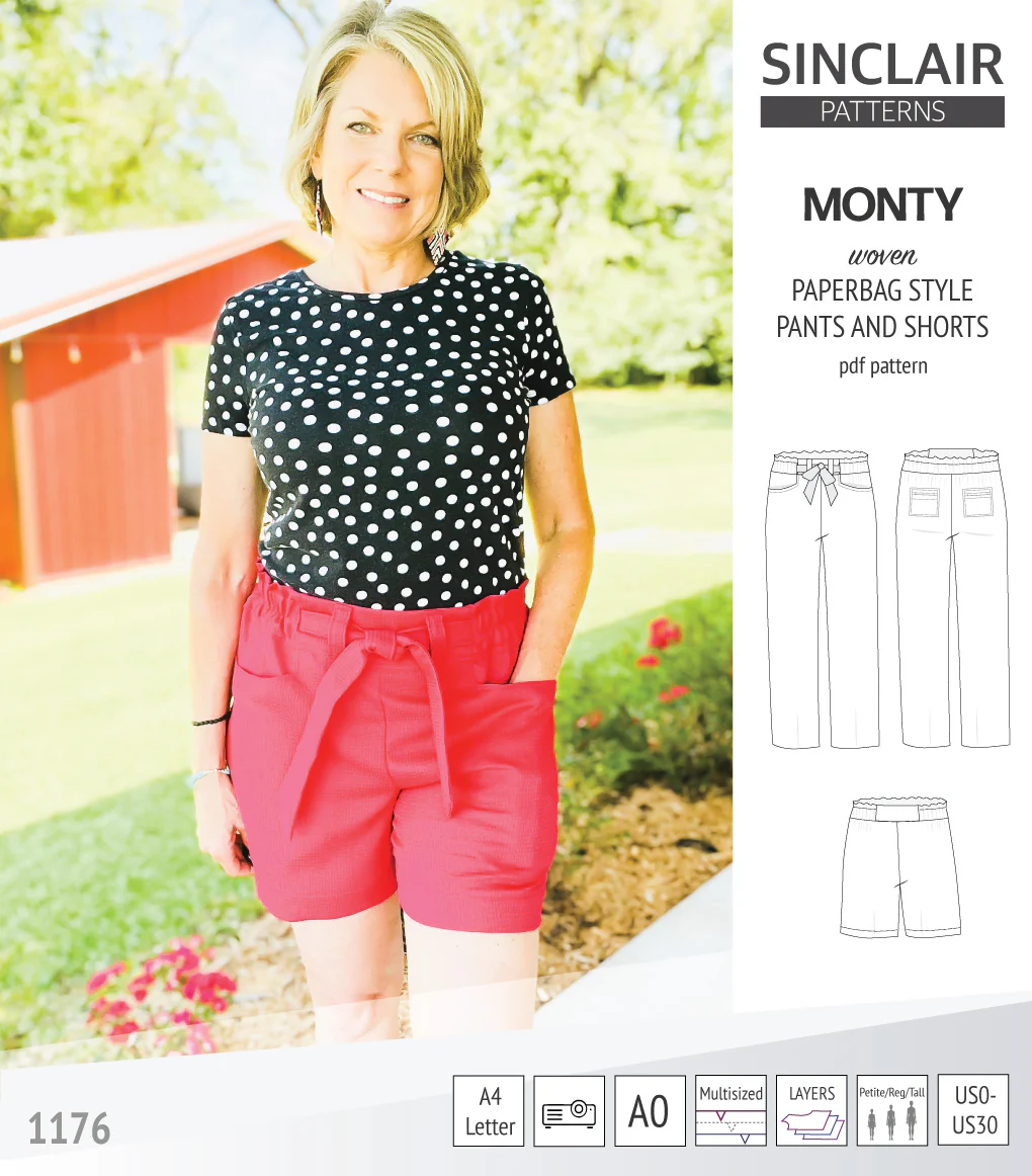 Monty paperbag style woven pants and shorts with ties (PDF) - Image 36