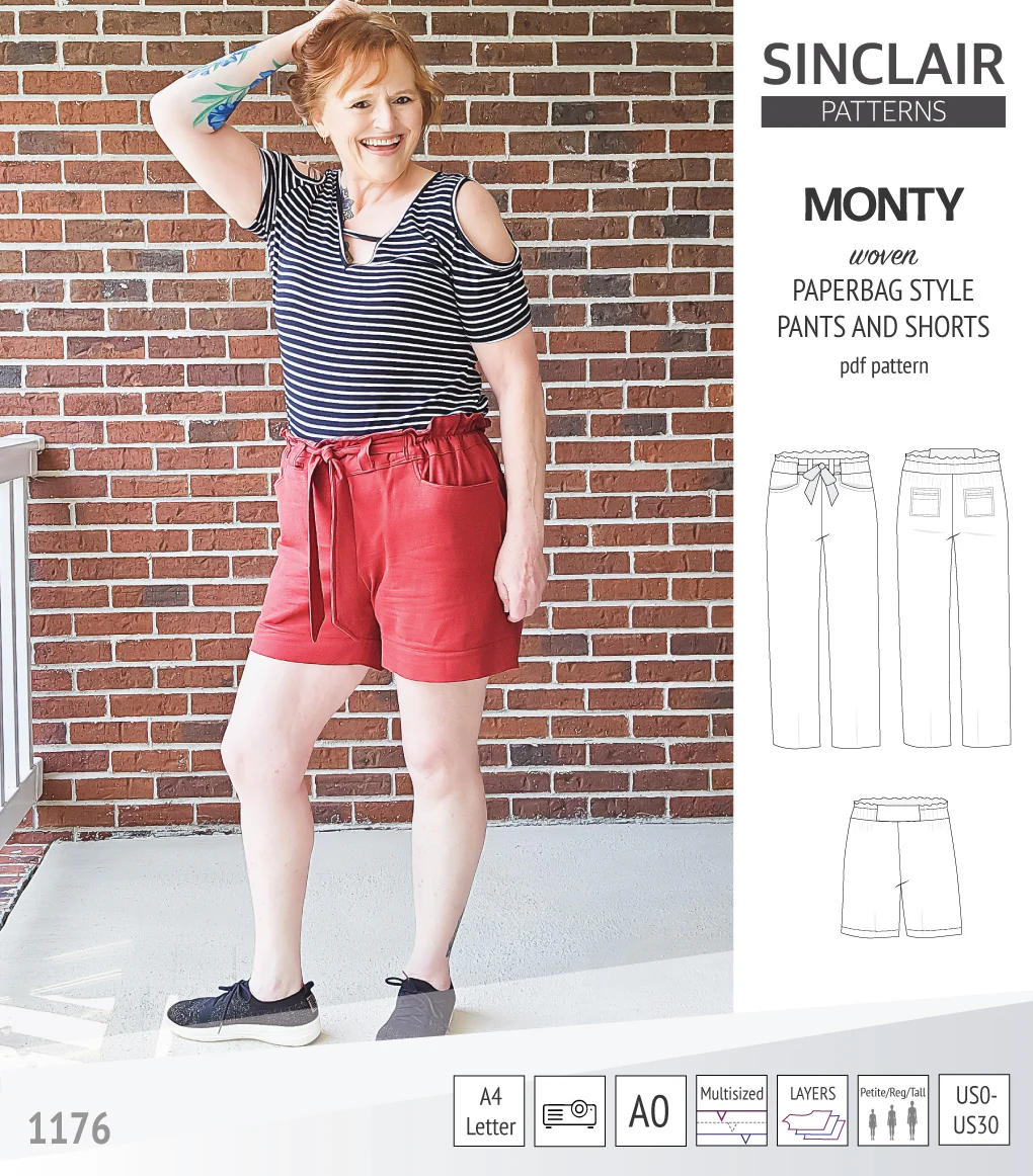 Monty paperbag style woven pants and shorts with ties (PDF) - Image 38
