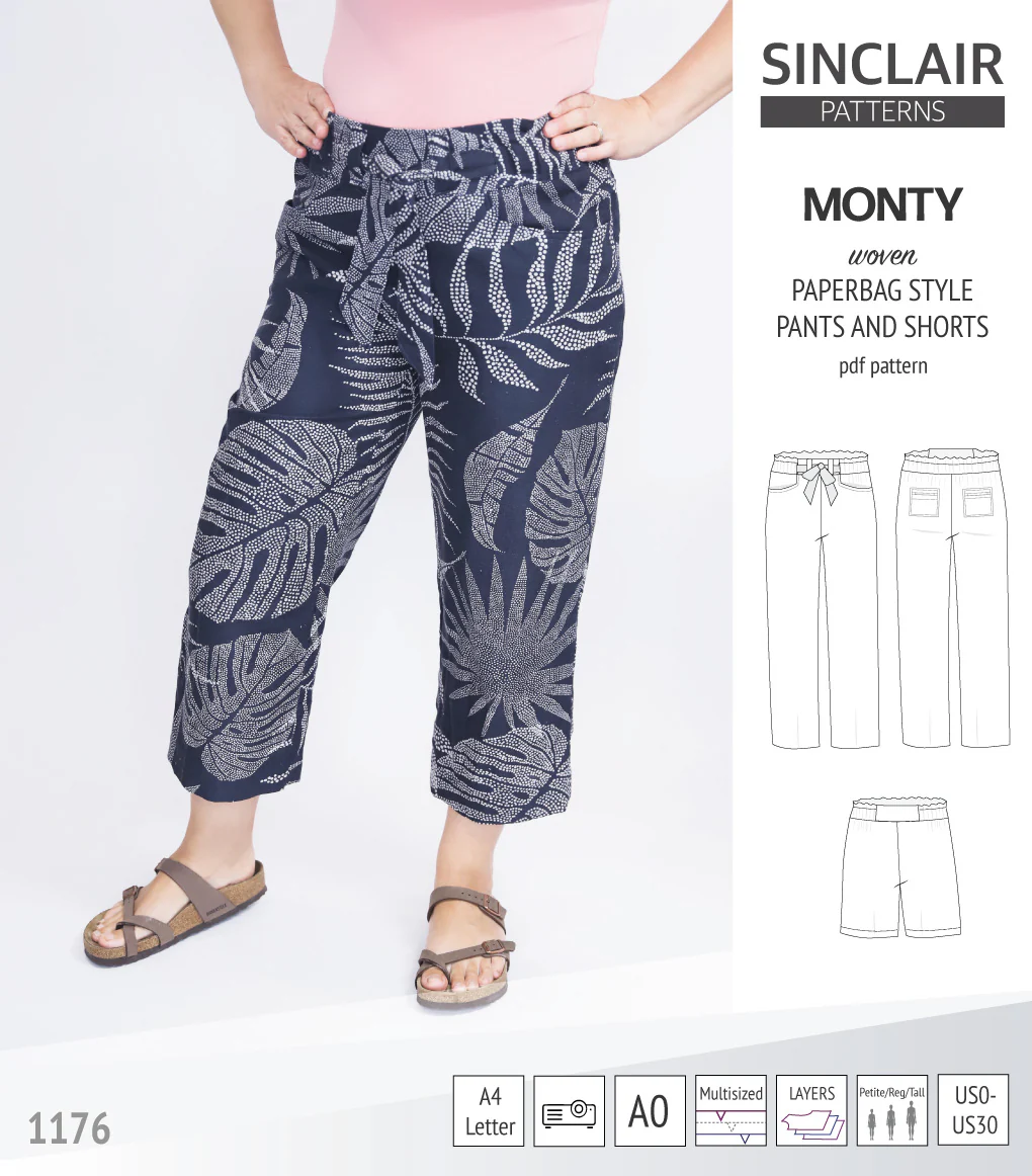 Monty paperbag style woven pants and shorts with ties (PDF) - Image 4