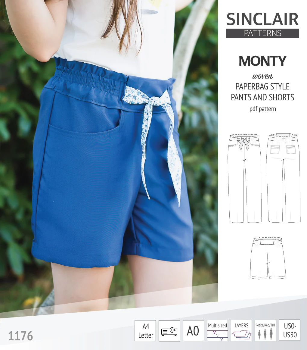 Monty paperbag style woven pants and shorts with ties (PDF) - Image 41
